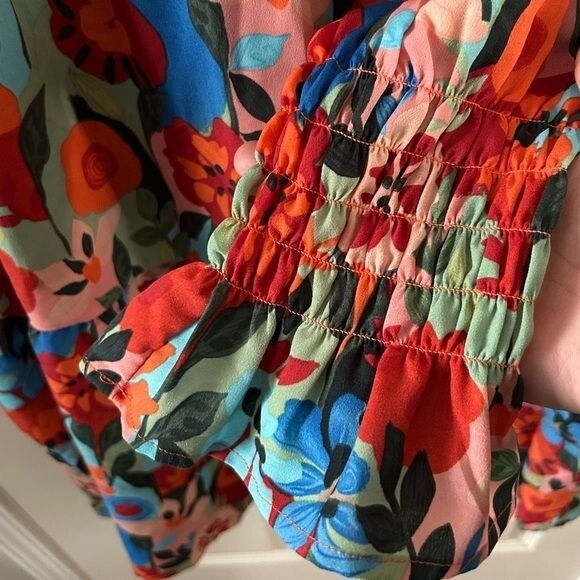 Daily Thread Floral Colorful Tunic Mini Dresss Long Sleeve Sz 2X Hippie Festival