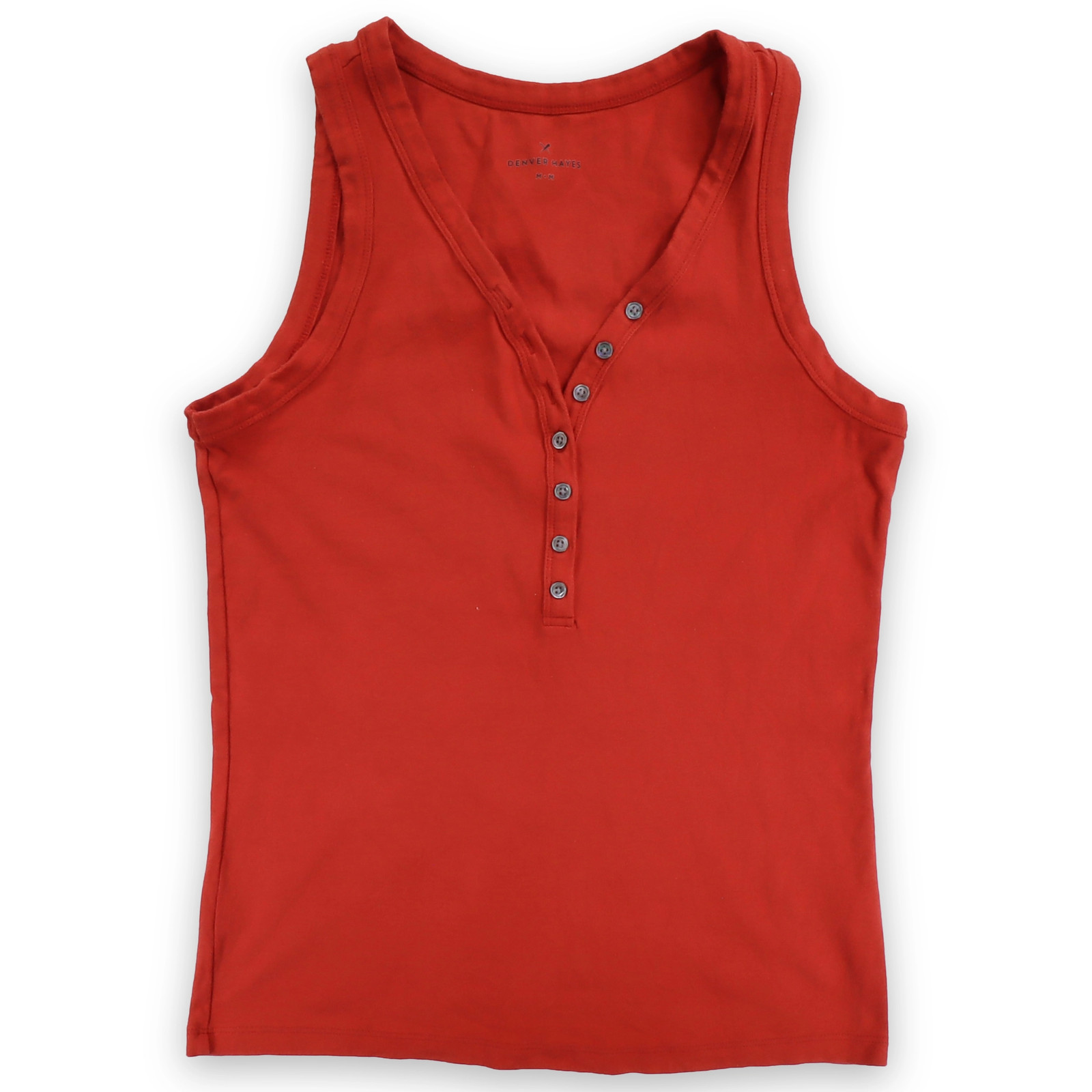 Denver Hayes Tank Top Womens M Red Cotton Blend Sleeveless V-Neck