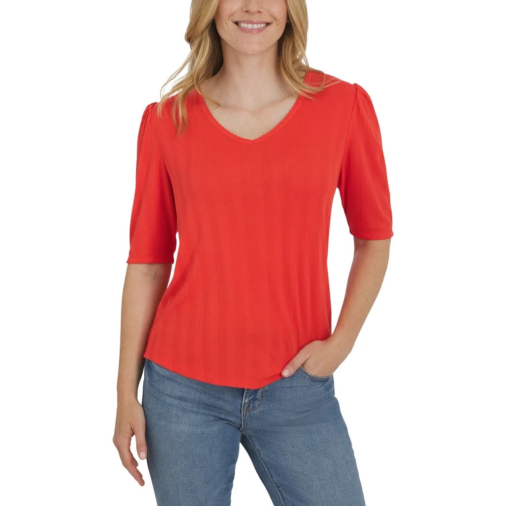 Lands’ End Women’s Pointelle Elbow Sleeve Top