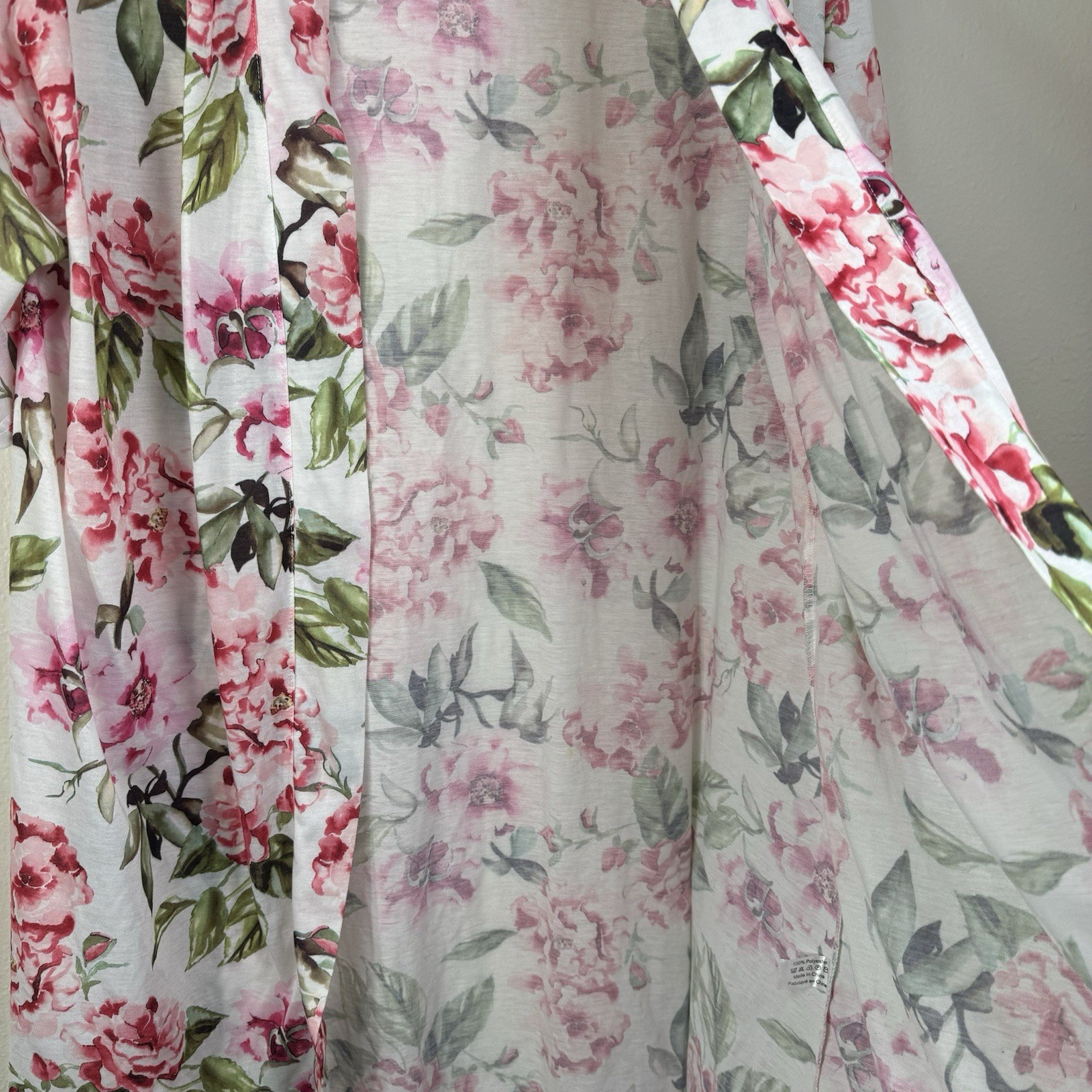 Show Me Your Mumu Cardigan Womens One Size Pink Floral Open Kimono Tunic Robe