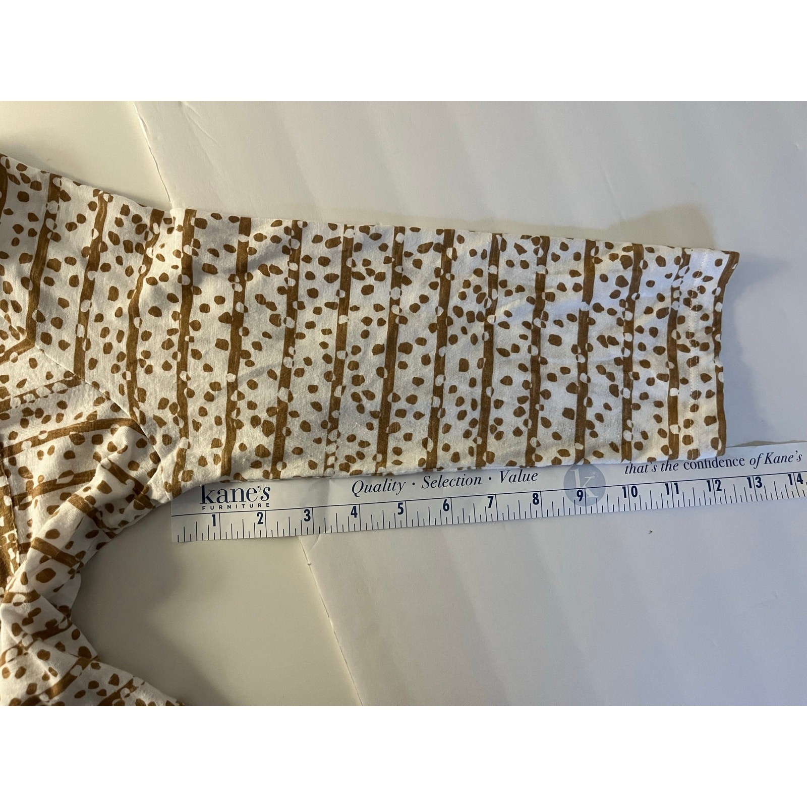 LOFT Outlet XL Brown Ivory Abstract Print Top Boat Neck Pocket Lightweight 3/4
