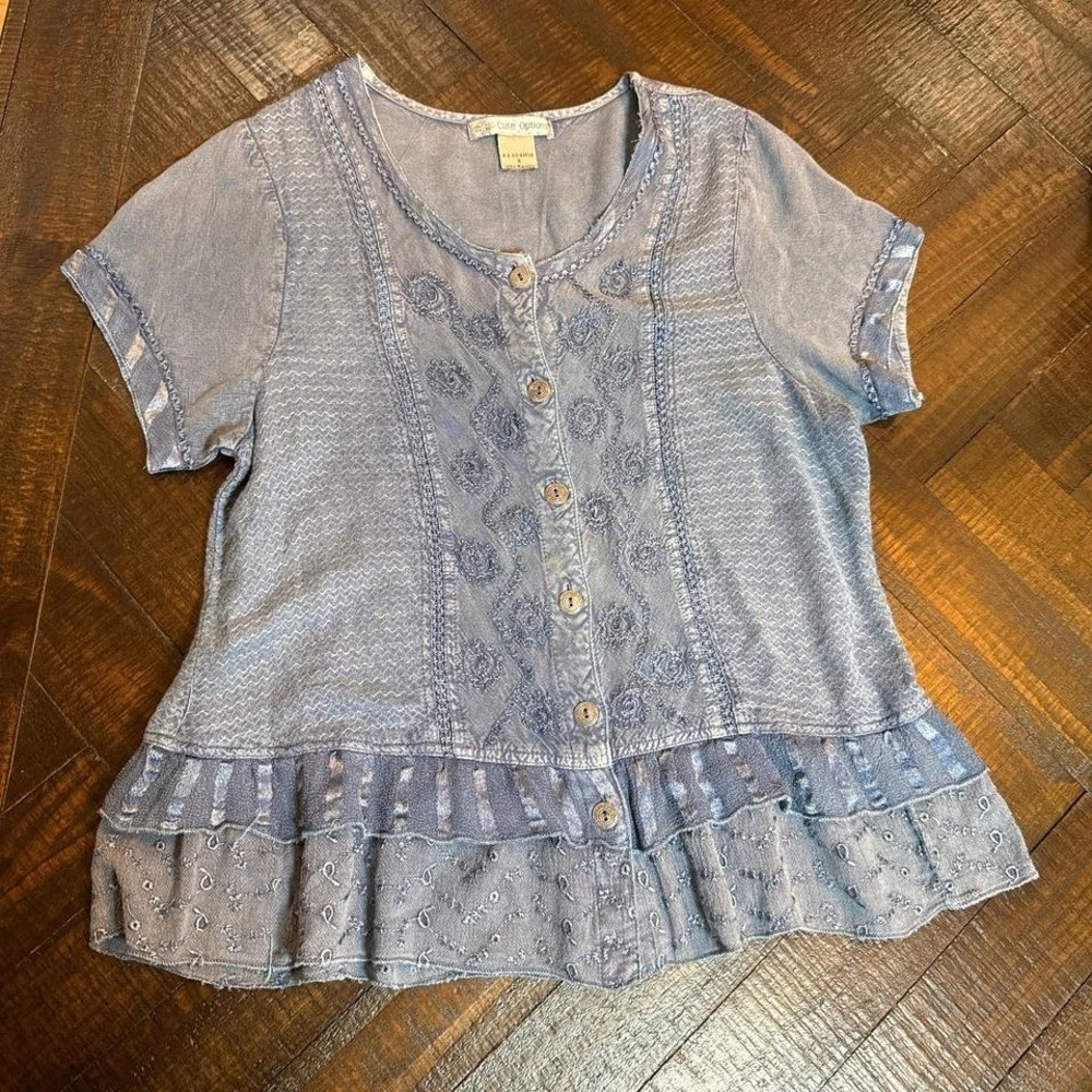 90’s Vintage Cute Options Boho Cottagecore Top Light Blue Women’s Small