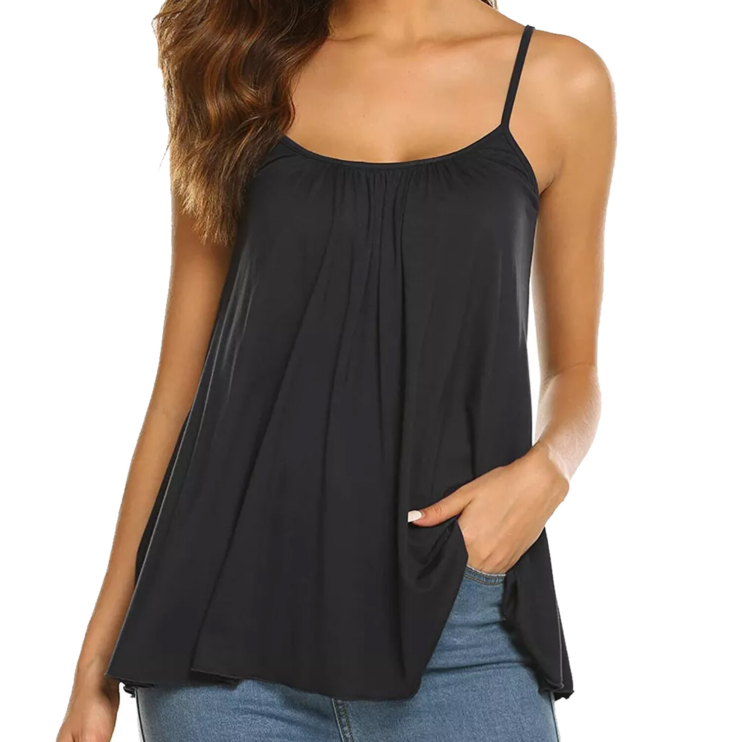 Women Camisole with Built in Shelf Bra Adjustable Spaghetti Strap Tank Tops Vest