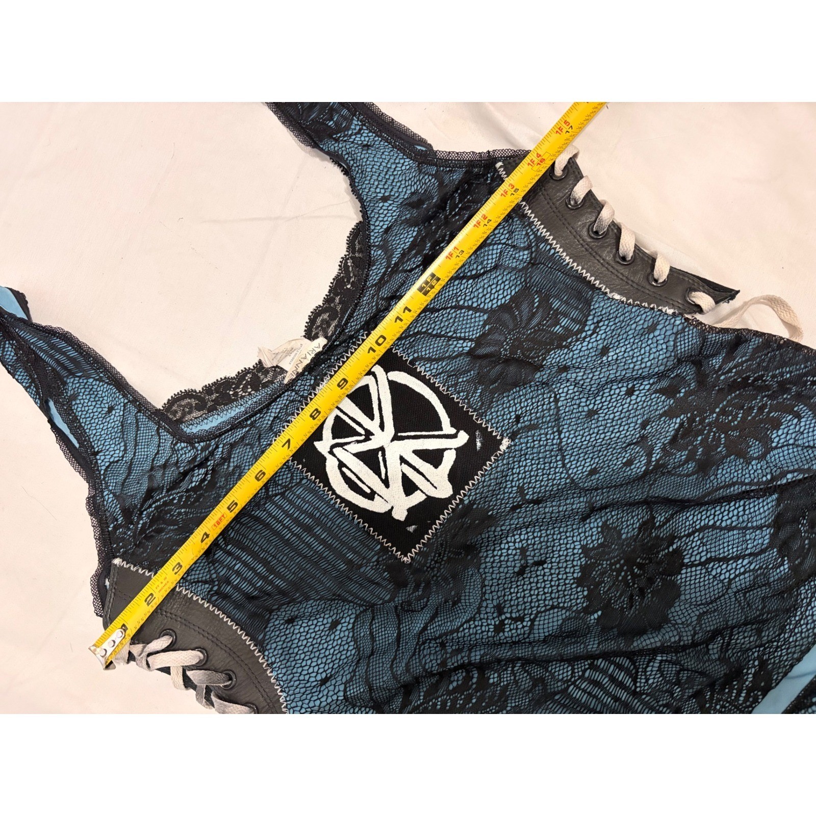 Dead Kennedys Custom Black and teal tank top with lace and grunge detailing