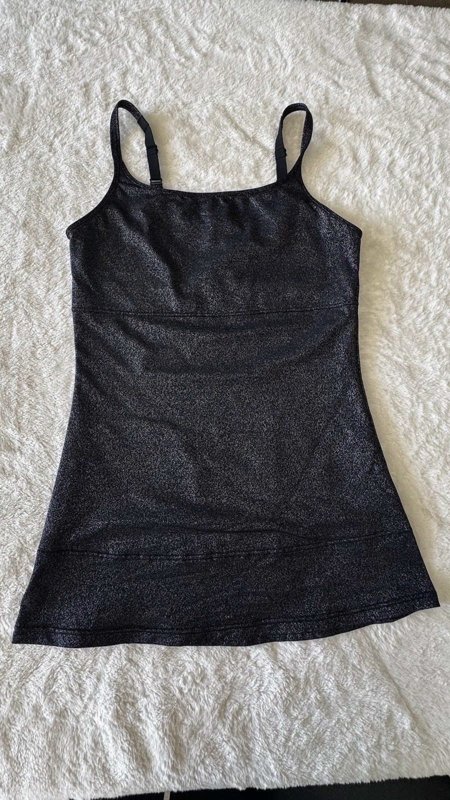 Flexees Black Shimmer Adjustable-Strap Tank Top Size S