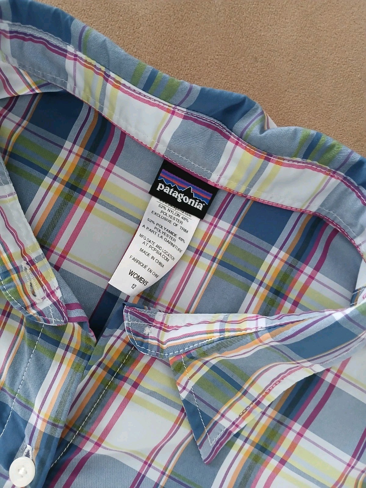 Patagonia Women’s Size 12 Sun Stretch Long Sleeve Button Up Shirt Plaid EUC