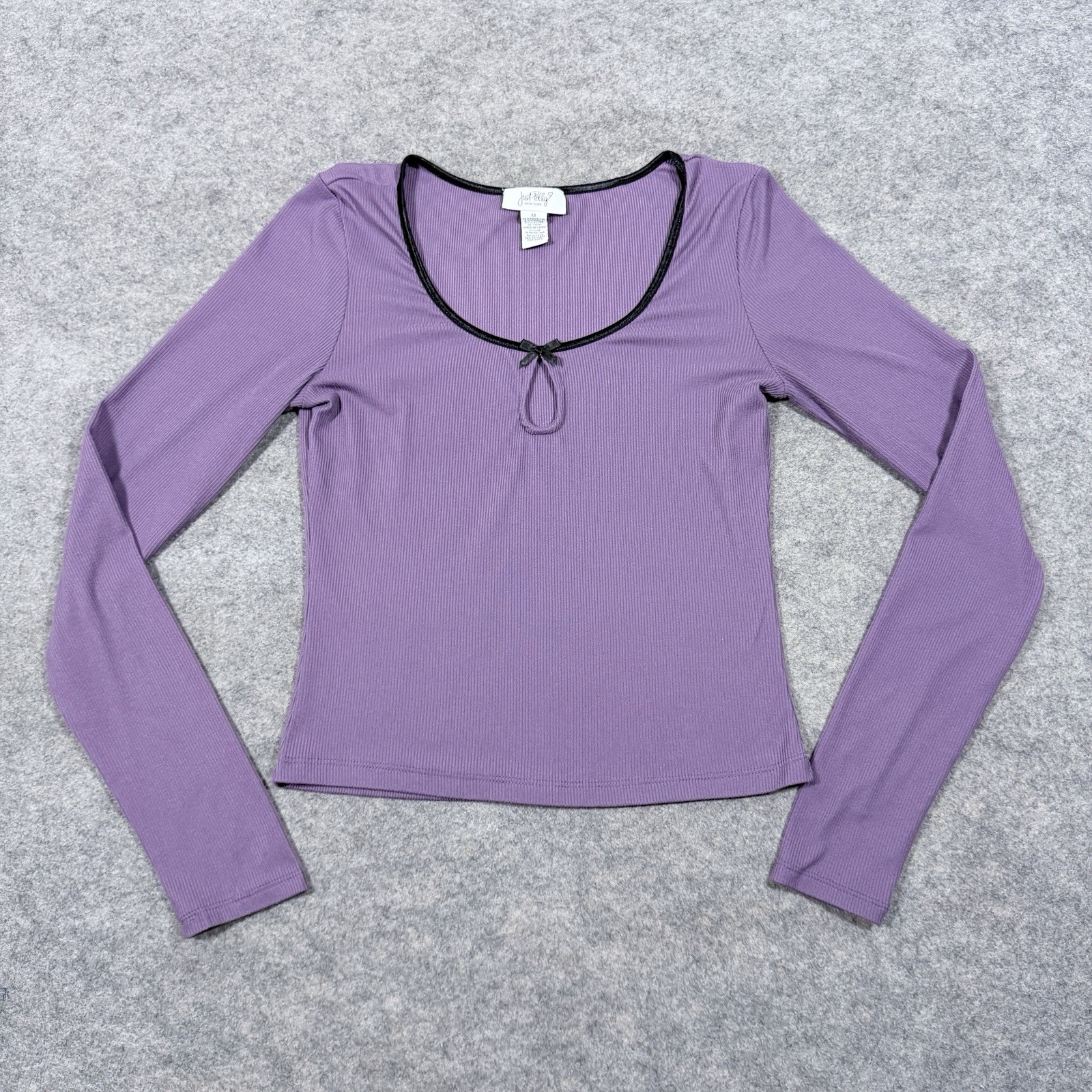 Just Polly New York Long Sleeve Stretch Ribbed Top Women’s Size Medium Purple