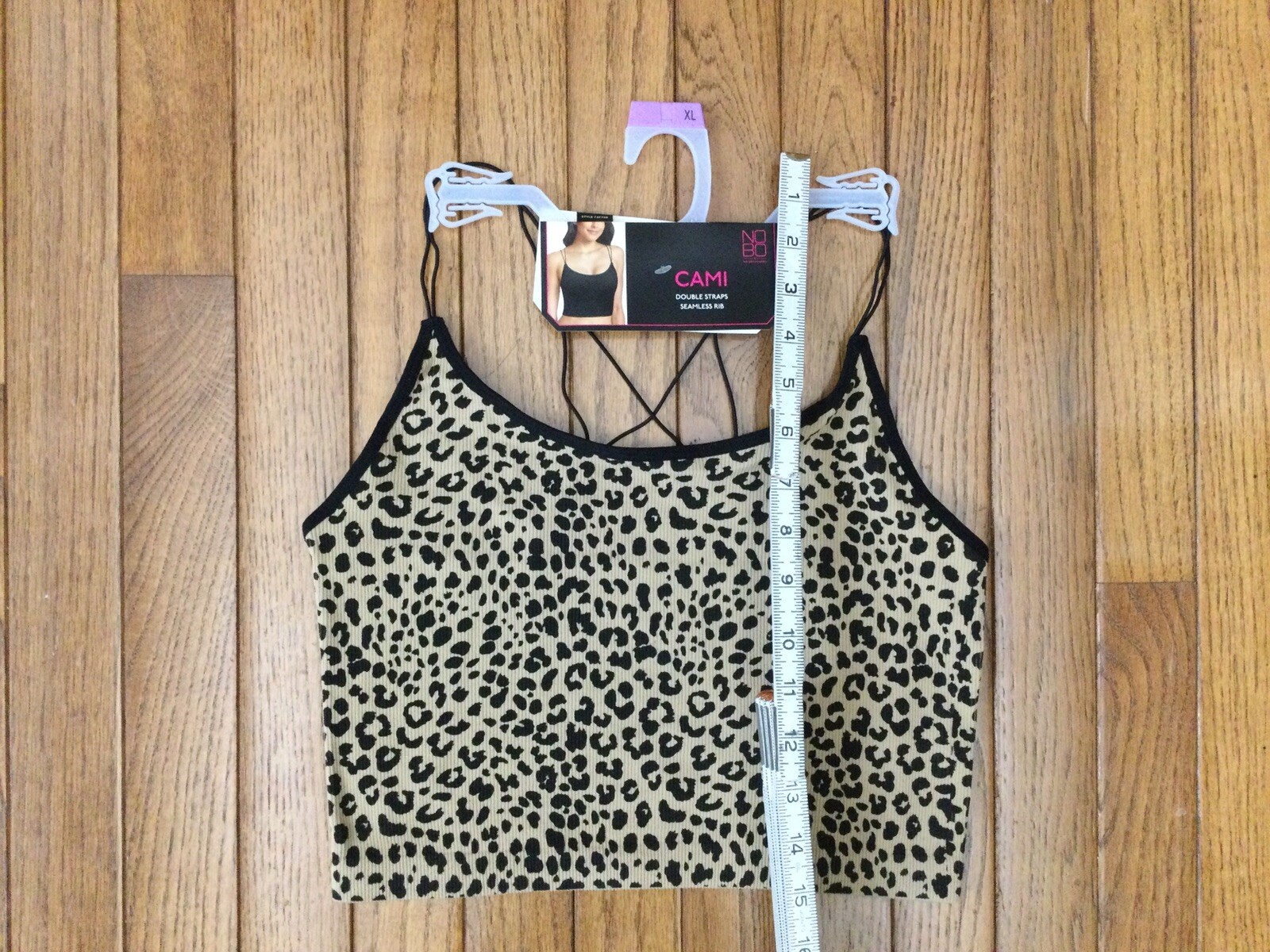 NO BOUNDARIES NOBO Leopard Cami Top T-shirt Stretch Ribbed Double Strap Sz XL