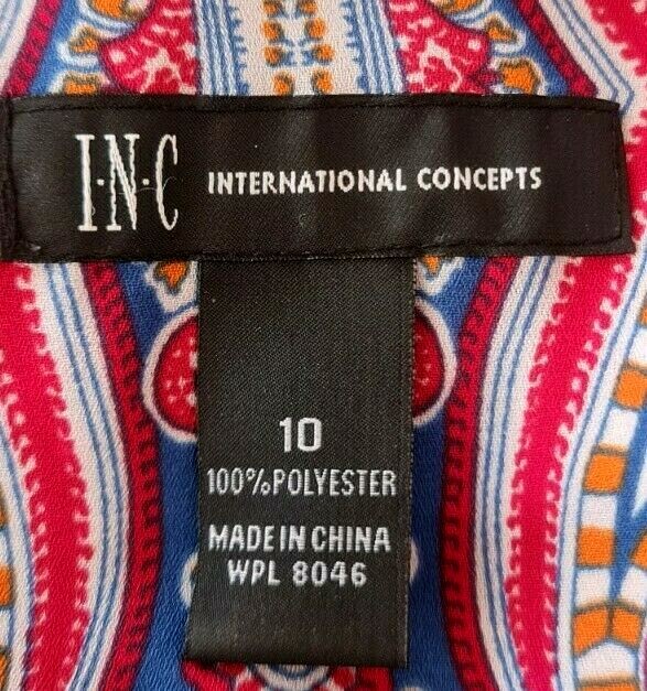 I.N.C international concept Women Tunic Top Size 10 Floral Chiffon Tie Crew Neck