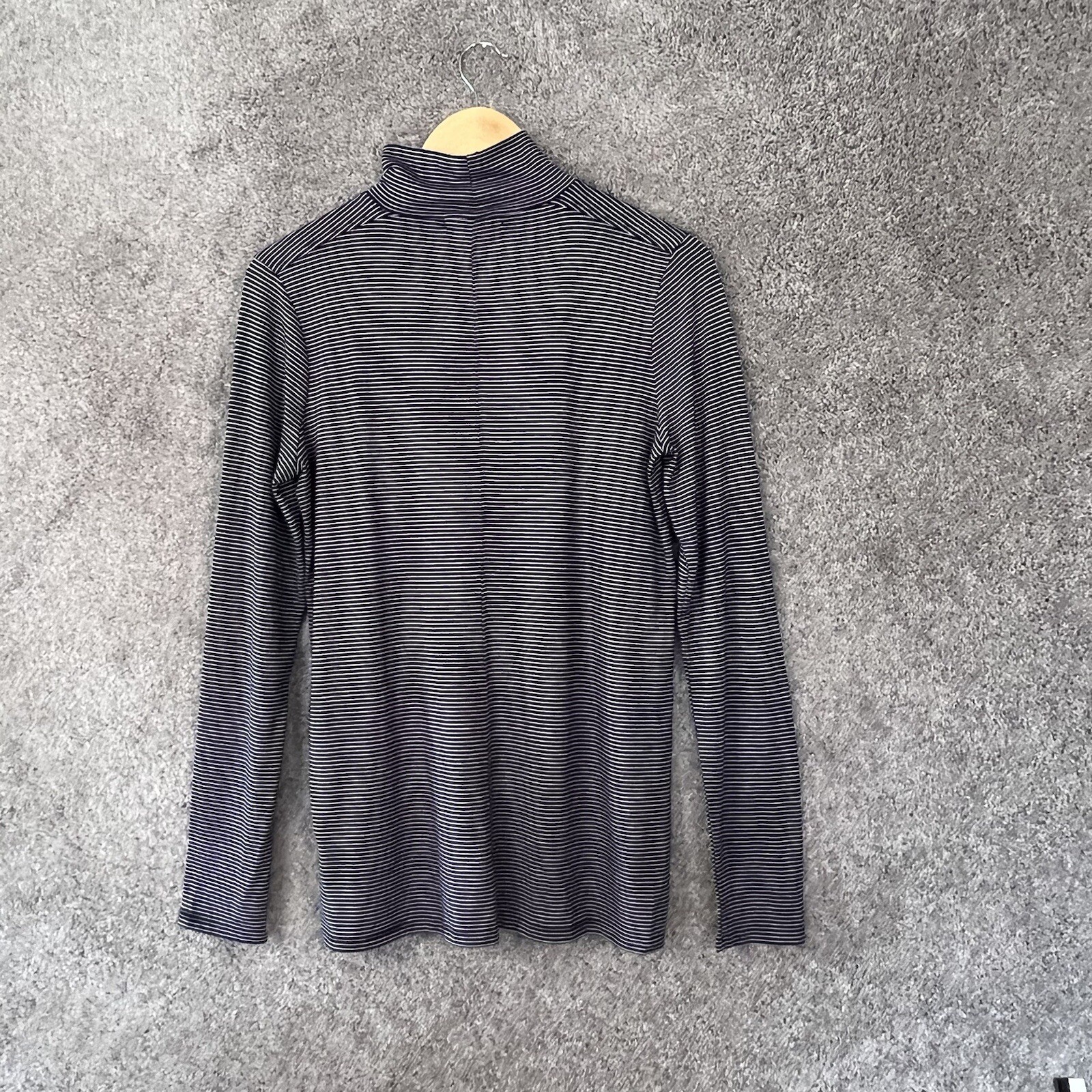 Banana Republic Womens Medium Blue Striped Mock Neck Long Sleeve Knit Top M