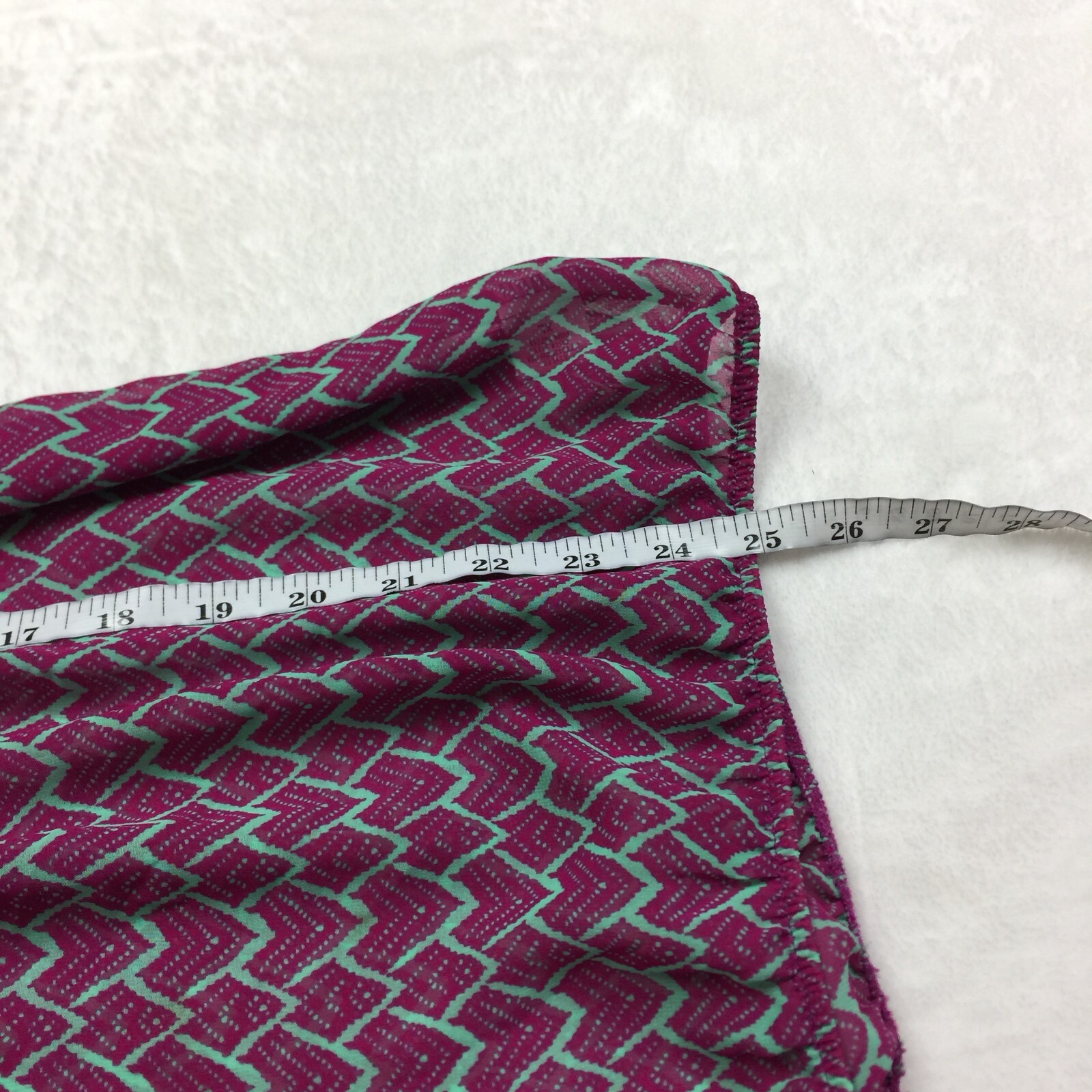 Olivia Moon Peasant Blouse Top XL Womans Purple Heart Print Sheer Elastic Waist
