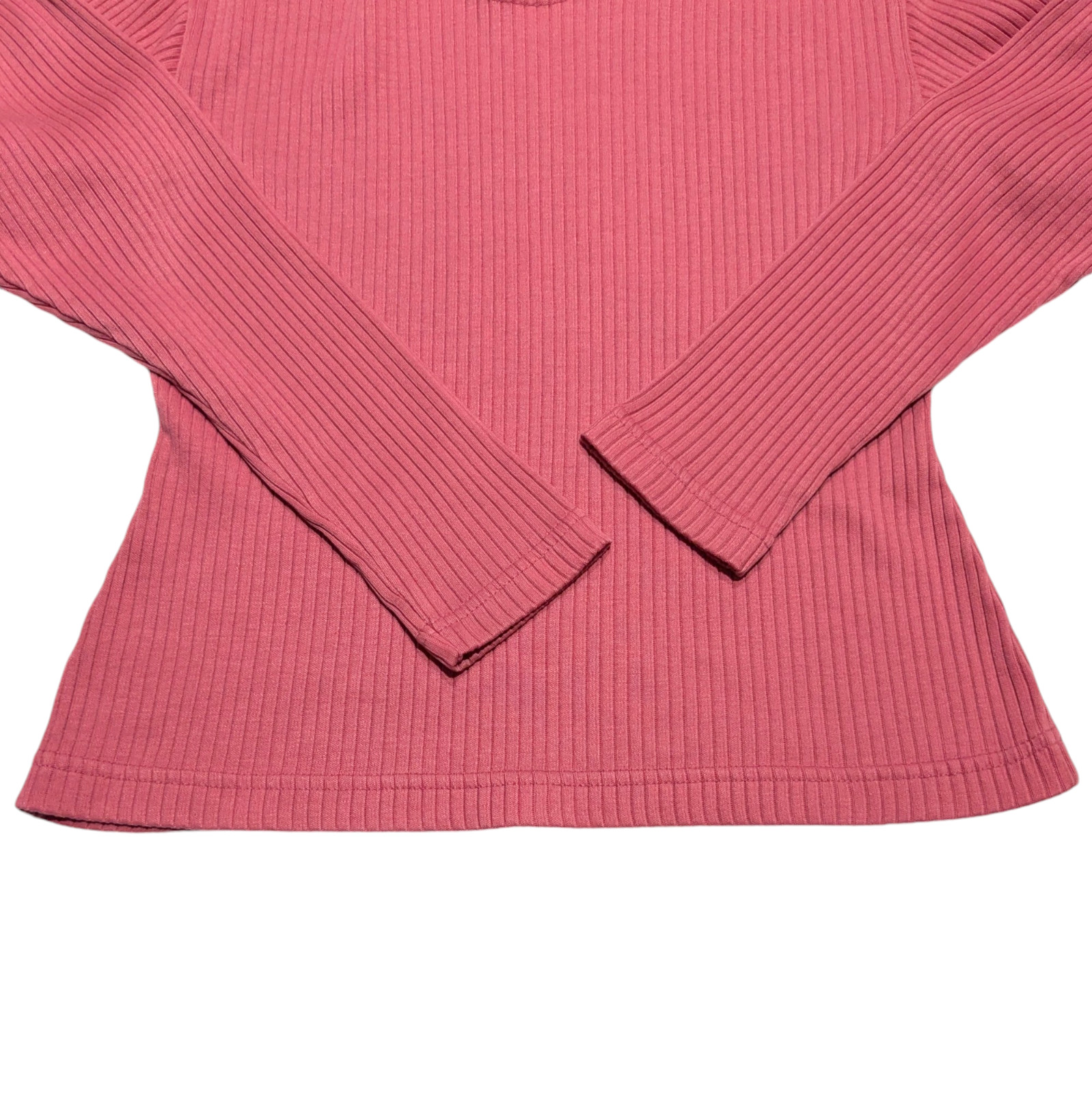 Vintage 90s Paris Sport Club Pink Ribbed Knit Top Medium Colorful Stretchy Basic