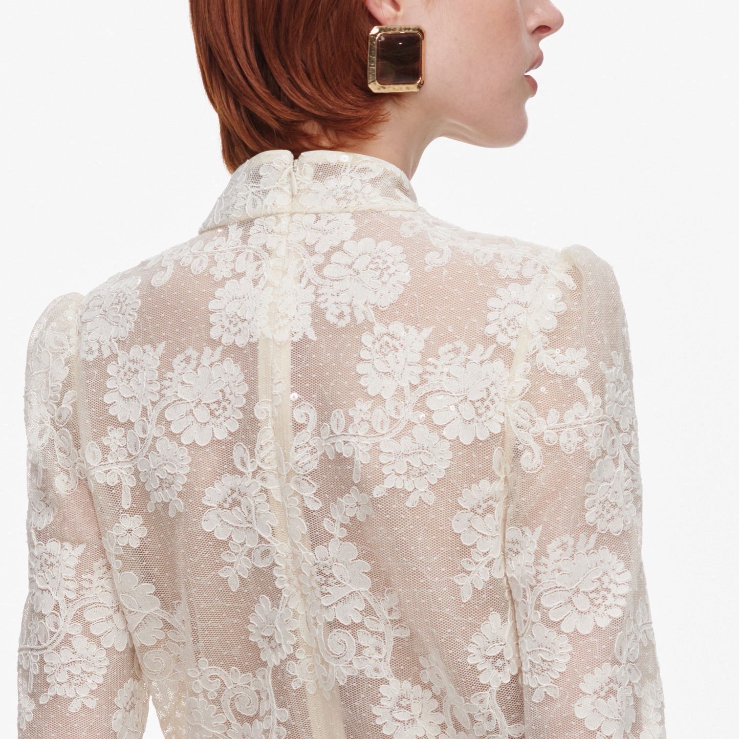 Self Portrait CREAM SEQUIN LACE TOP $ 460 Size US 2 UK 6