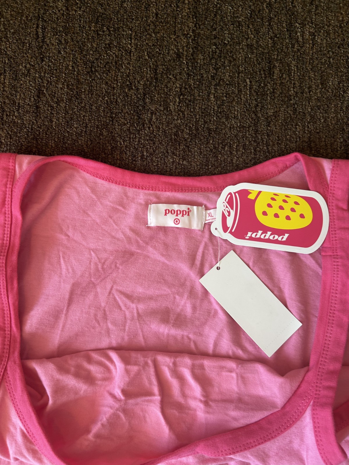 NWT Poppi Soda Drink Tank Top Printed Pink w/ Stiker Women Size XL