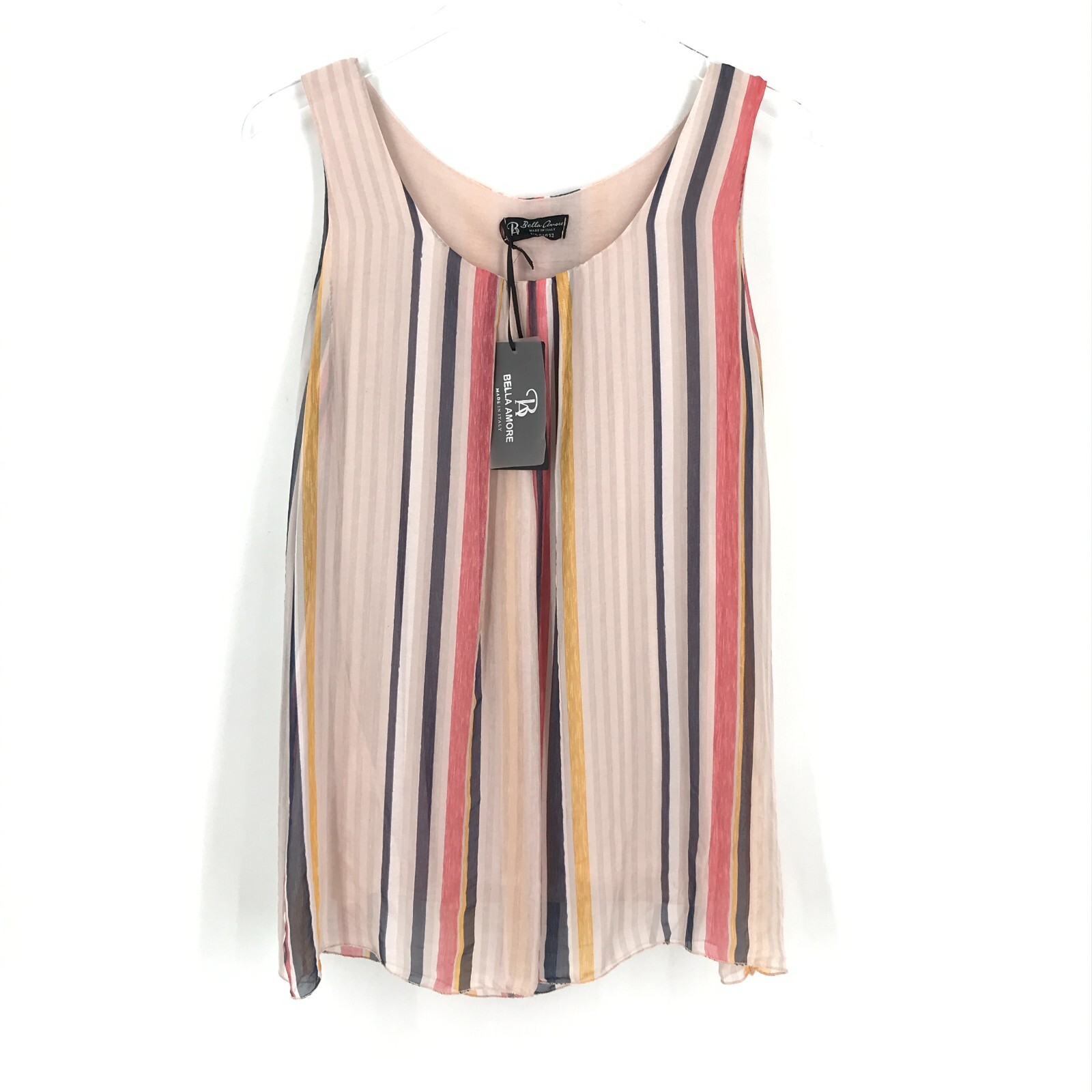 Bella Amore Womens Shirt 6 Pink Tank Top Sleeveless Blouse Silk Blend Italy