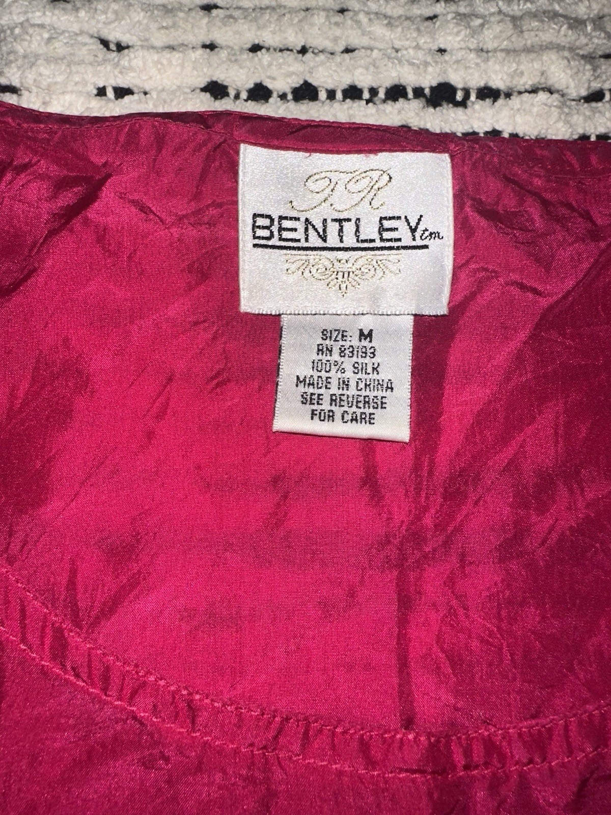 Vintage Pink Silk Tank Top Scooped Neck JR Bentley 90s Y2K Size Medium Magenta