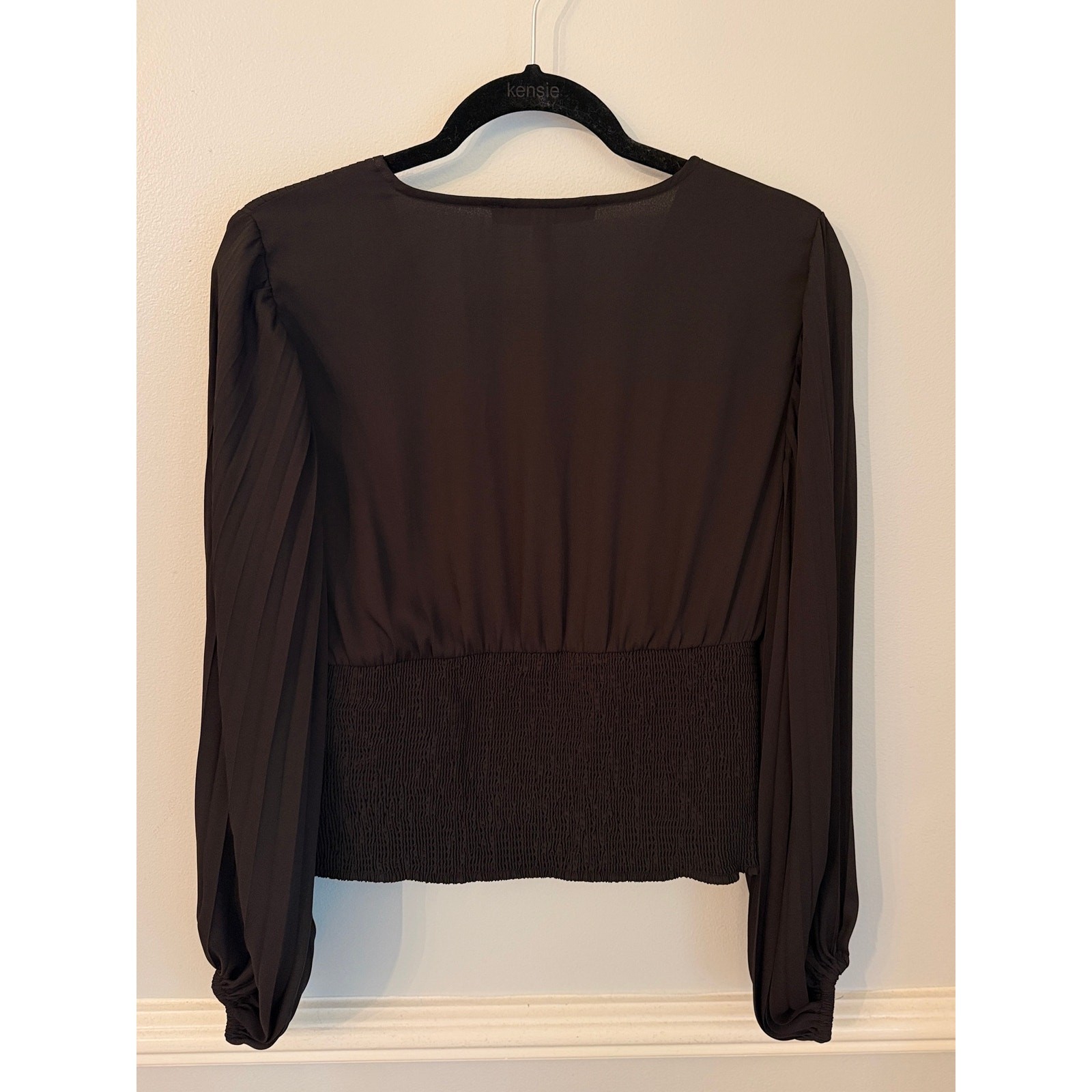 White House Black Market Pleated Surplice Blouse Brown Size 10 NWT