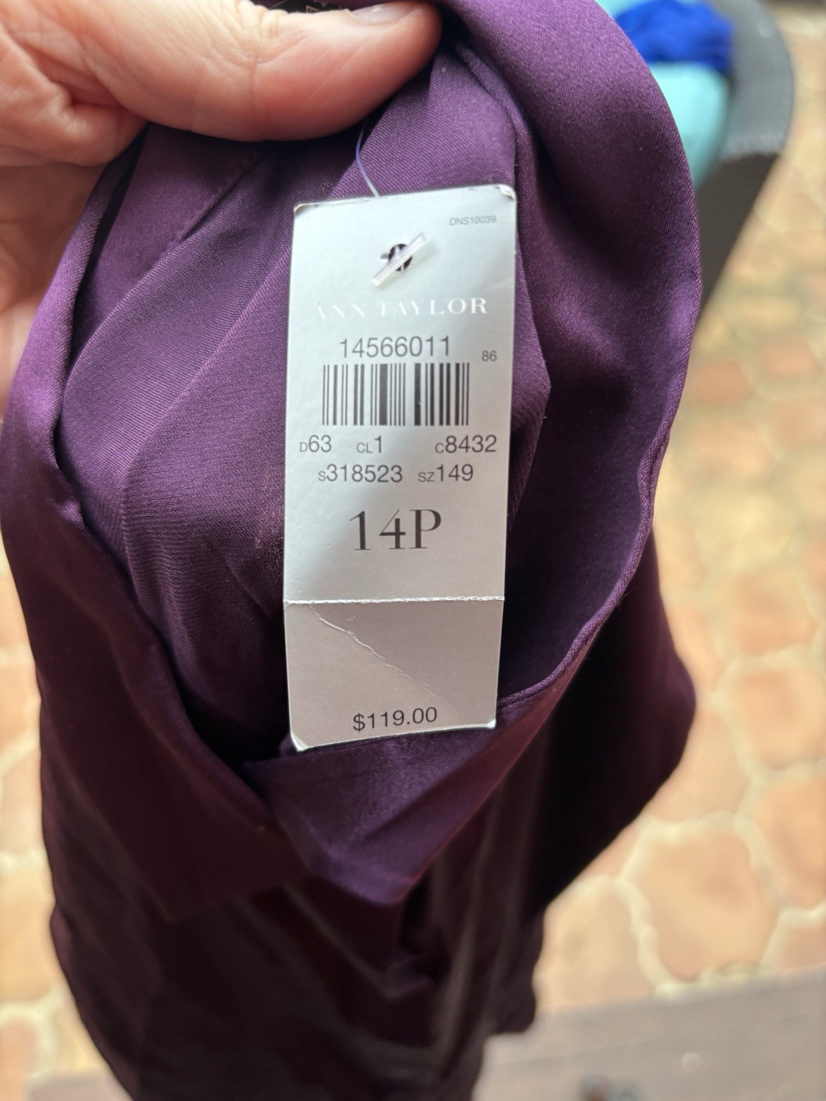 NWT ANN TAYLOR Petites 14P Plum Button Down Silk Blouse Shirt Top Barrel Cuff