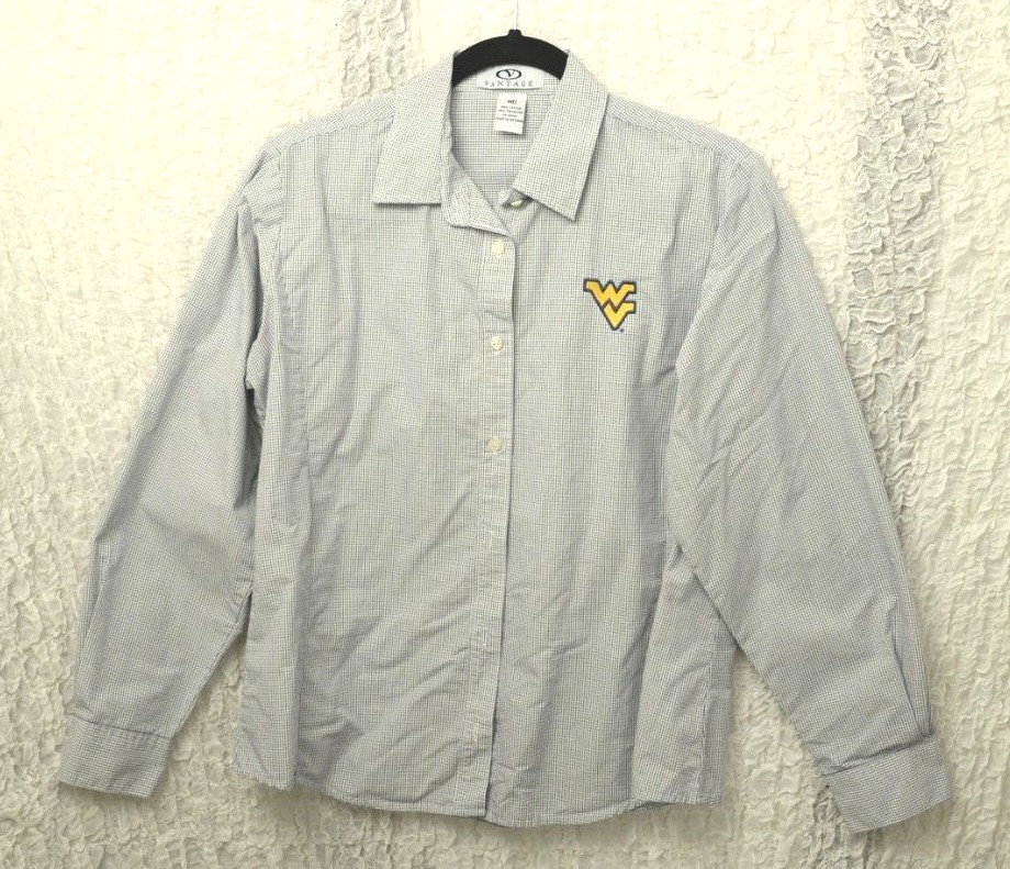 Vantage West Virginia Womens Blouse Size MD (8-10) Cotton Blend Check Pattern