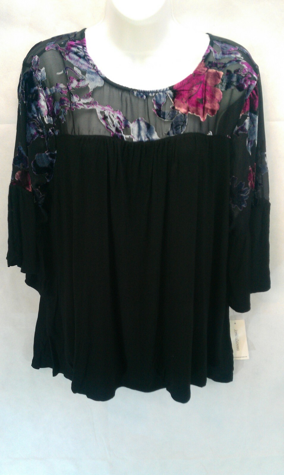 Black Bell Sleeve Peasant Top Black Size L John Paul Richard
