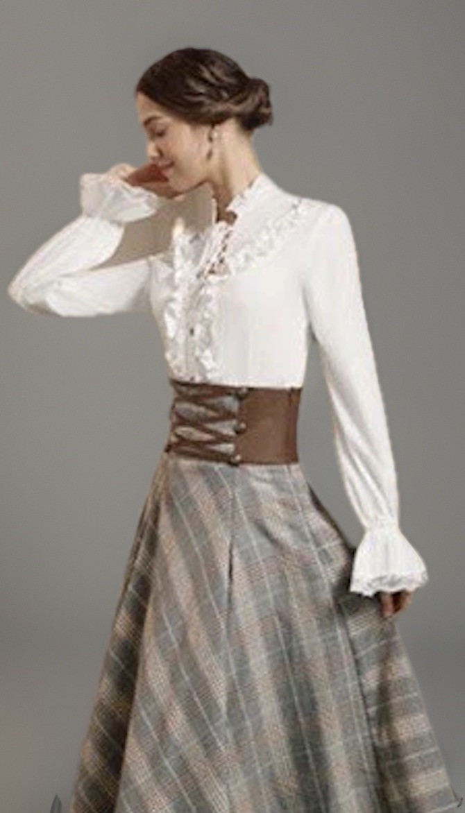 Scarlet Darkness Victorian Femme Ruffle Blouse with Stand Collar Sz 2XL White