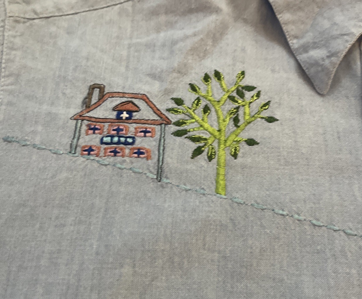 Vintage Citicraze Blue Denim Button Up Top Women’s M Cottagecore Light Wash