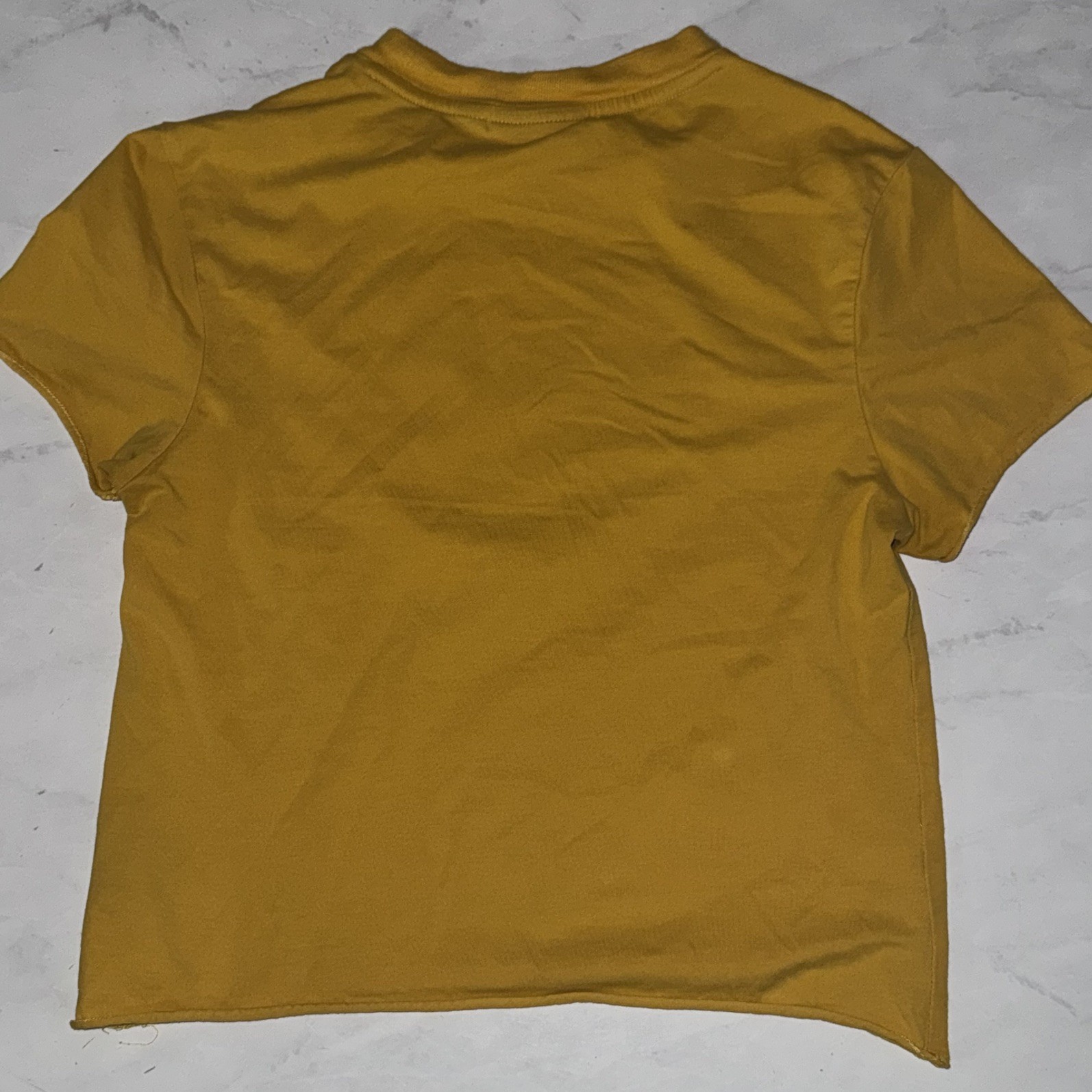 Lazy Oaf Pony yellow graphic tee size 8 crop raw edge