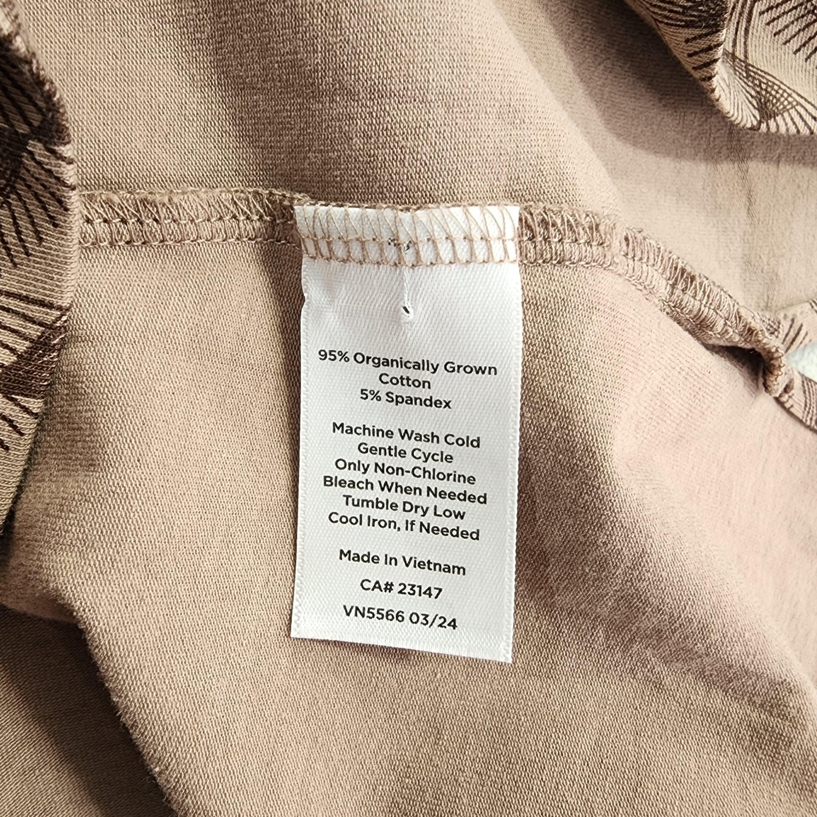Haven Well Within Shirt Womens L Brown Geometric Jersey Button Front Stretch