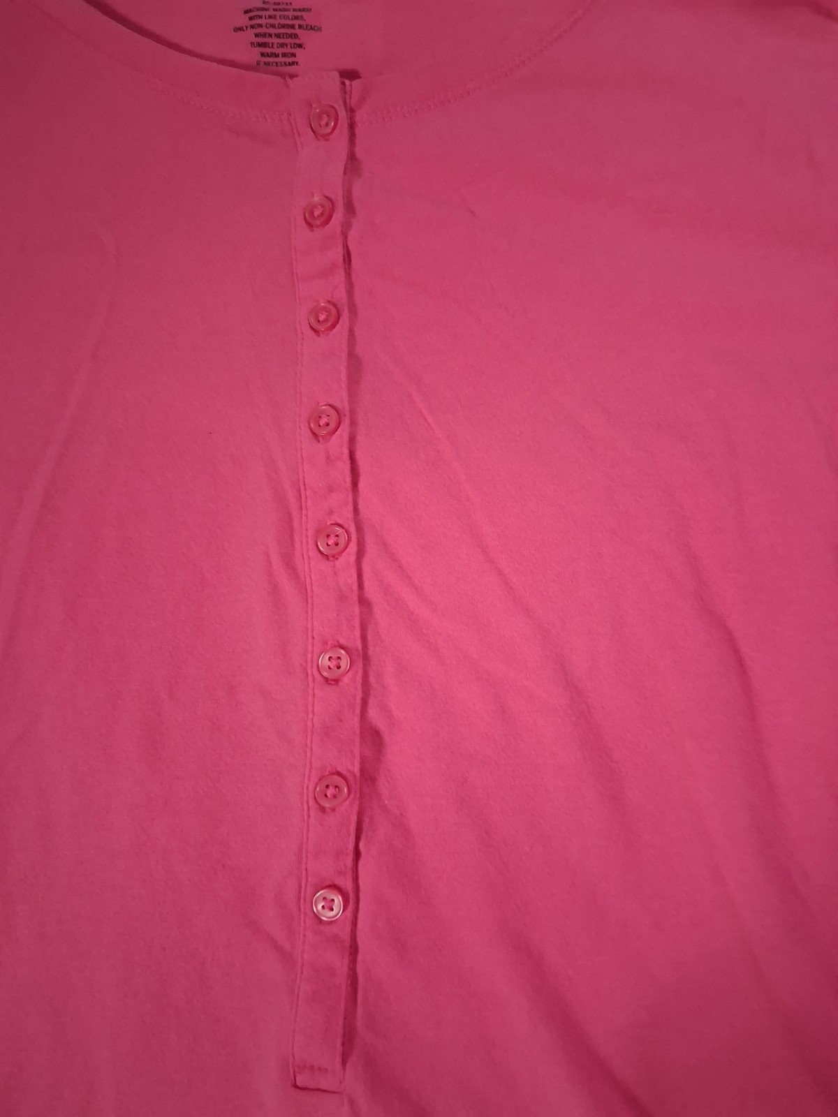 Simple Pleasures~Womens Pink,Thin,Cotton Blend,Round Neck,Button Accent Size 1XL