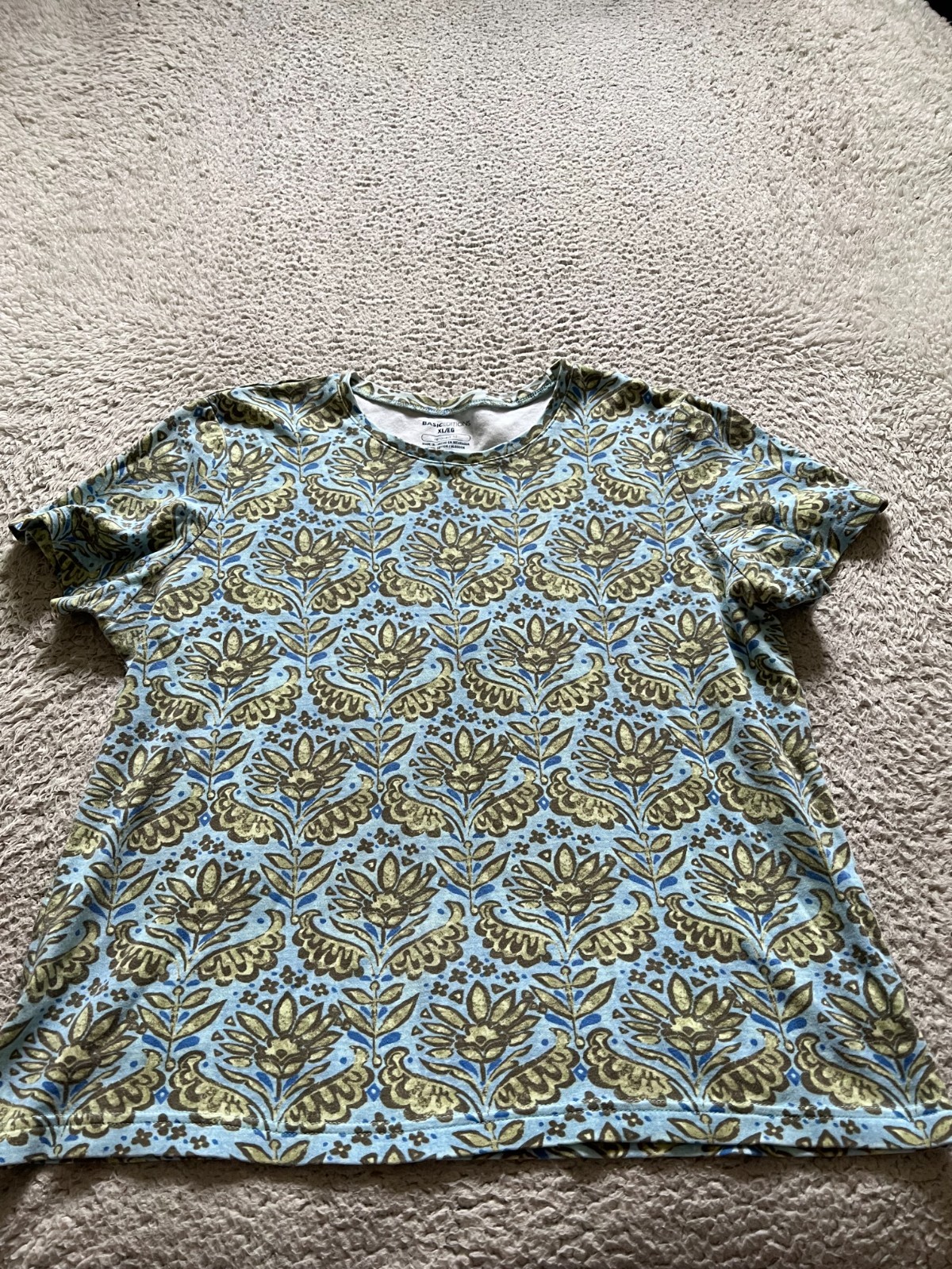Basic Editions Relaxed Fit Women Floral Short Sleeve T-Shirt Multicolor Size XL