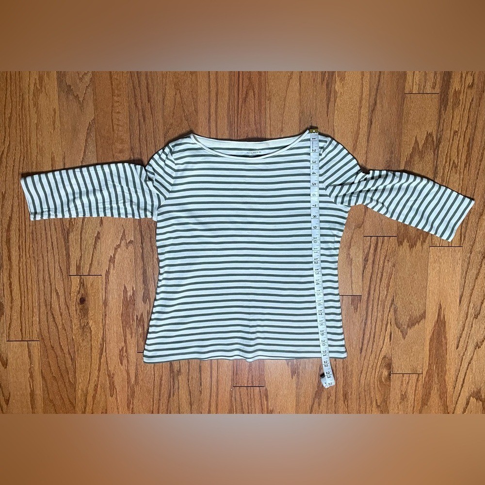 Talbots-Sage green and White Striped Trend French girl Tee Size MP