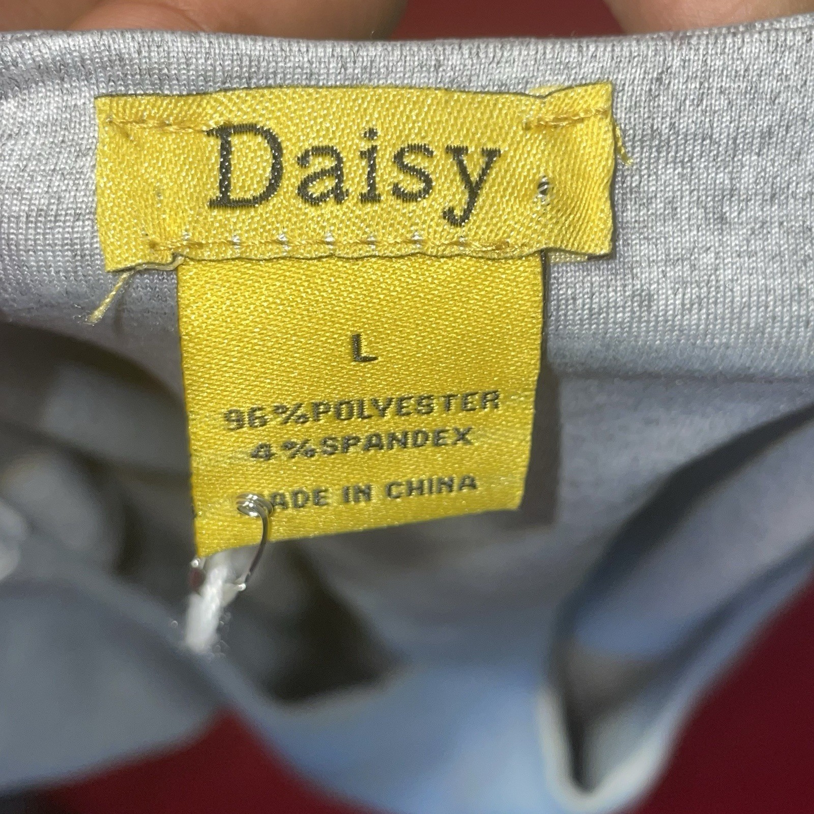 Daisy Gray Cropped Knit Scoop Neck 3/4 Sleeve Stretch Top Women’s L
