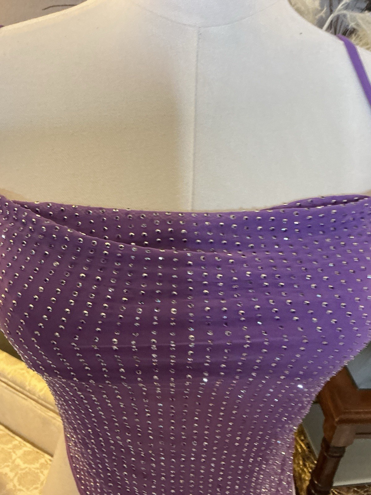 Y2K Purple Rhinestone Ayesmetrical Handerkerchief Scarf Top