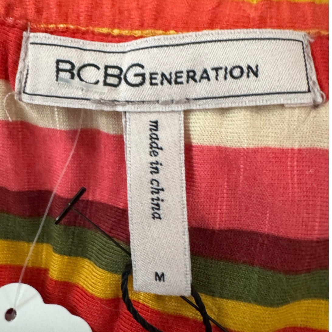 BCBGeneration Variegated Striped Top NWT $78 Short Sleeve Cropped Size M