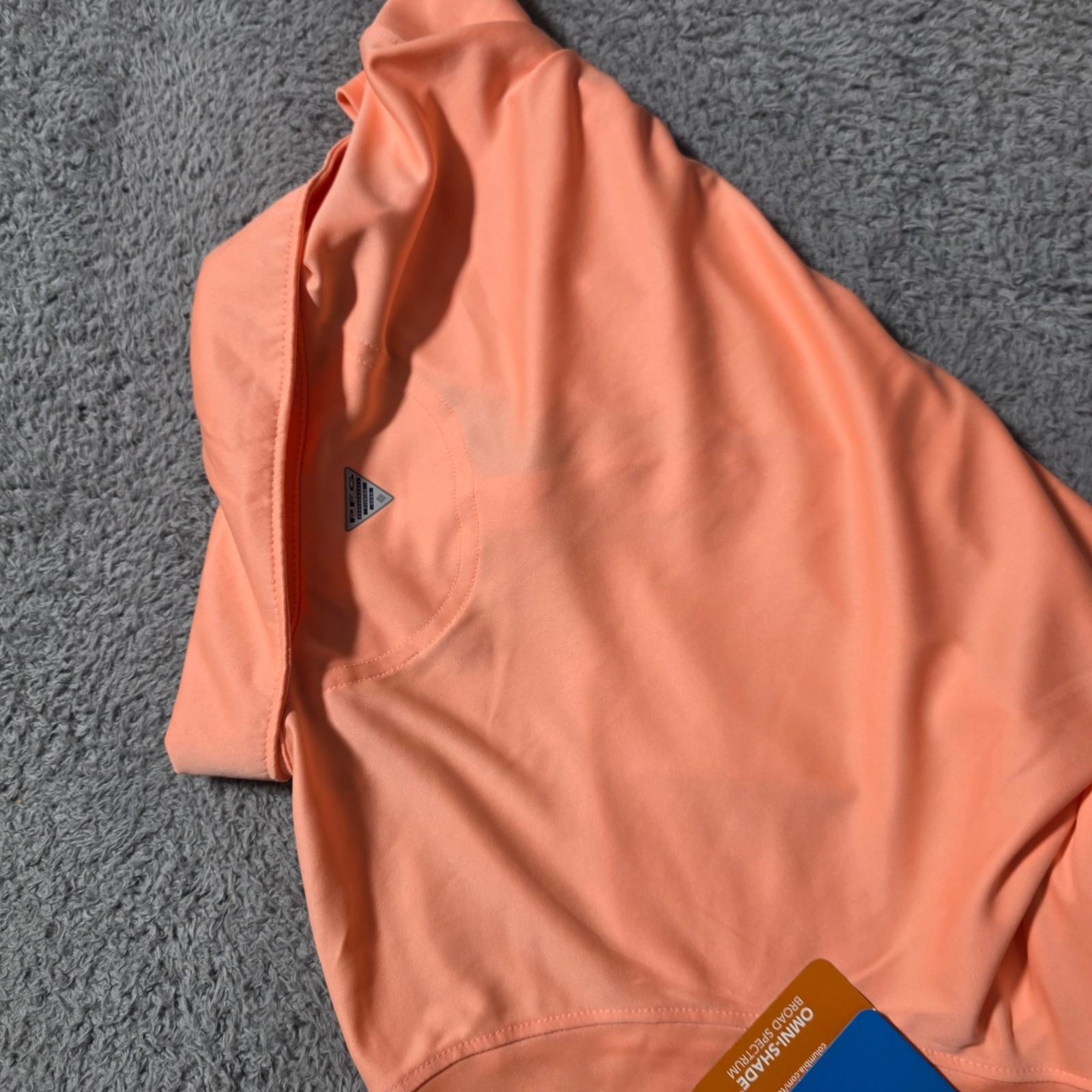 Columbia Womens L Tidal Tee SS Polo Peach Coral Omni-Shade FL2697-807