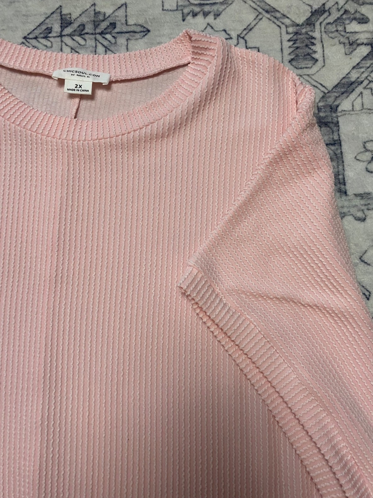 Pink Textured Chic Soul Womens Plus Size 2X Top Lightweight Textured Relaxed Fit