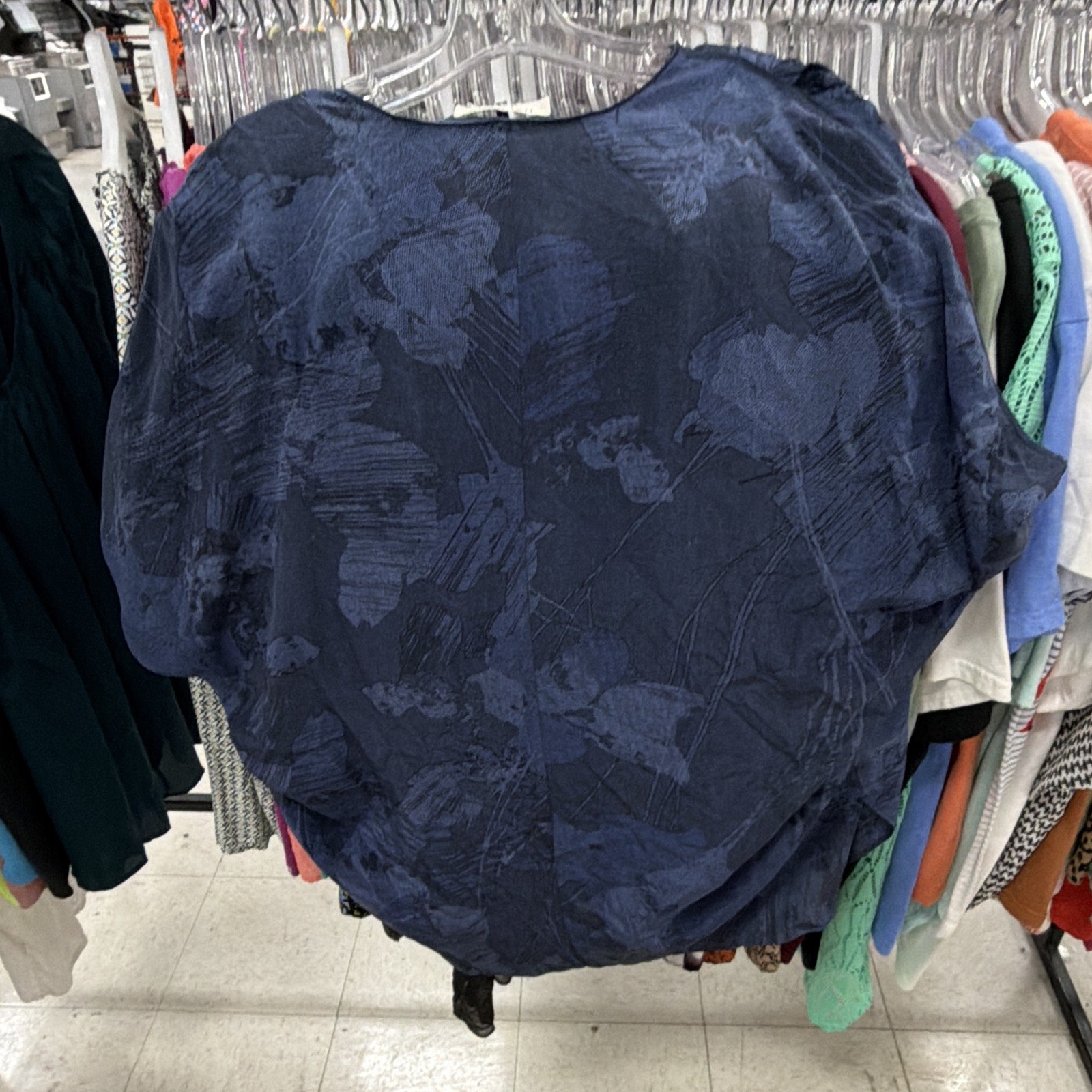 Halston Heritage Women’s Blue Floral Silk Chiffon V-Neck Pleated Blouse XS