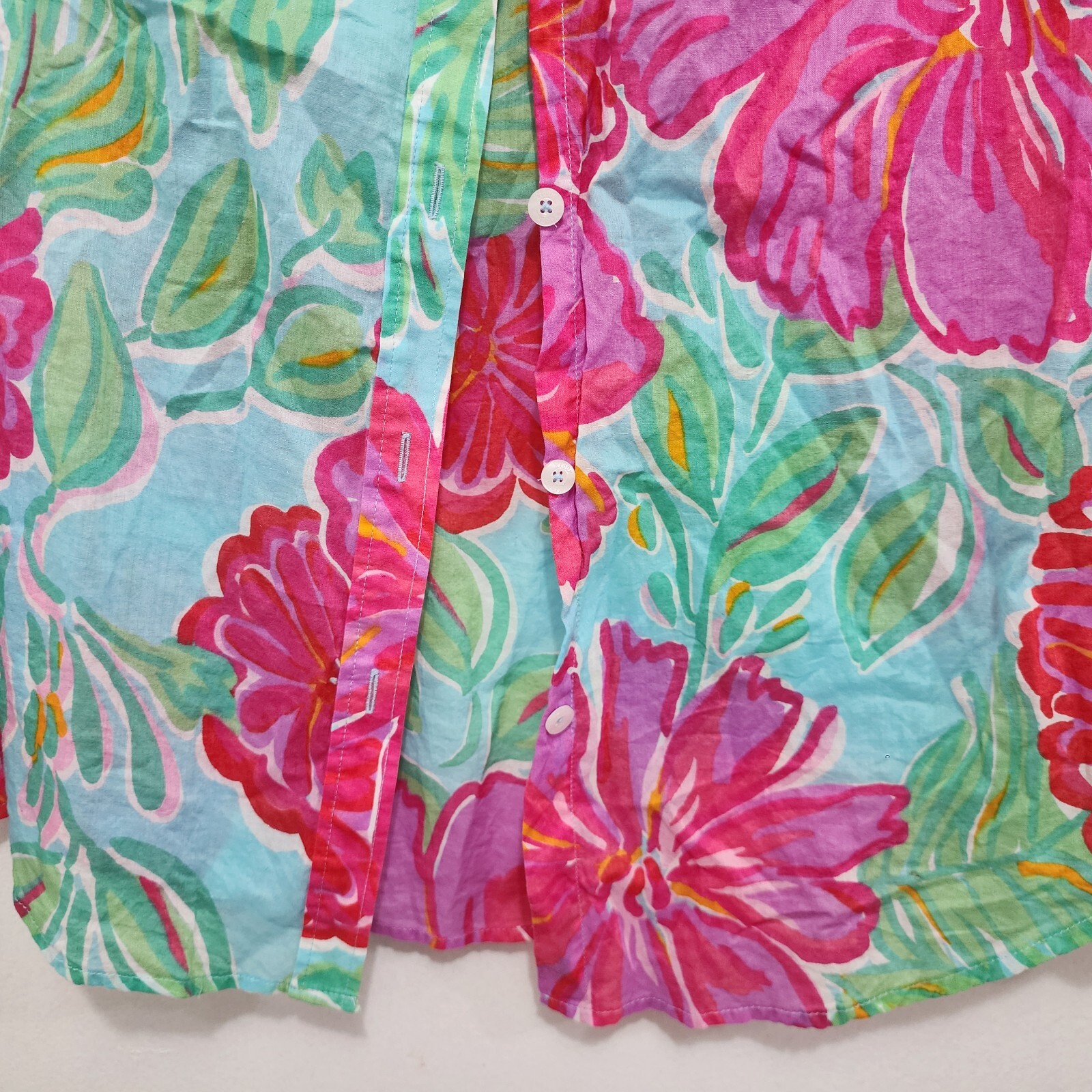Lilly Pulitzer Button-Front Shirt Shorely Blue Bellina Floral Women’s Size 4