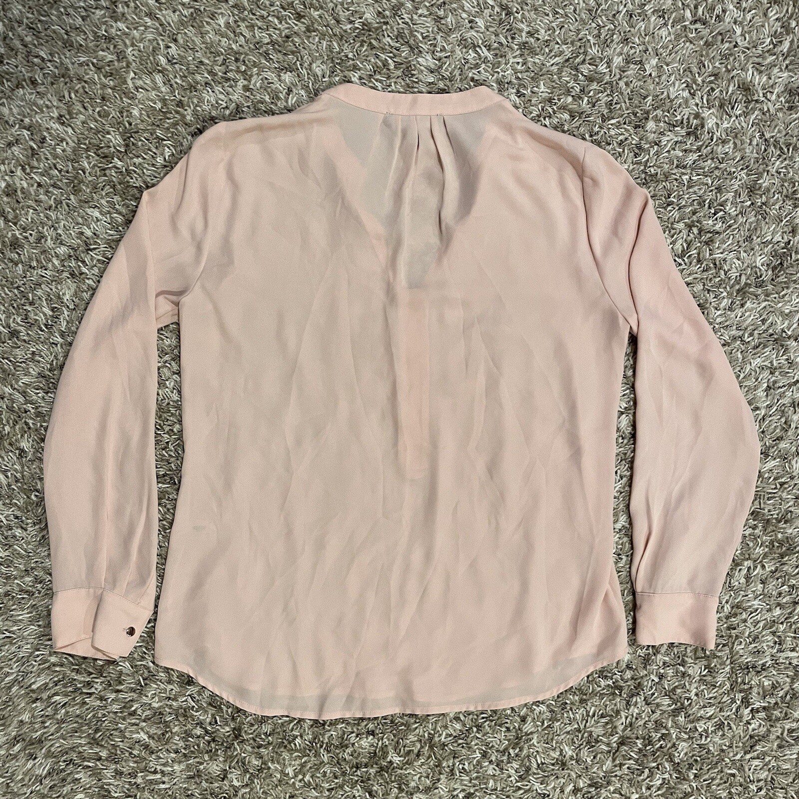 Ivanka Trump Rose Pink Dressy Long Sleeve Blouse Women’s M Half Clasp Button