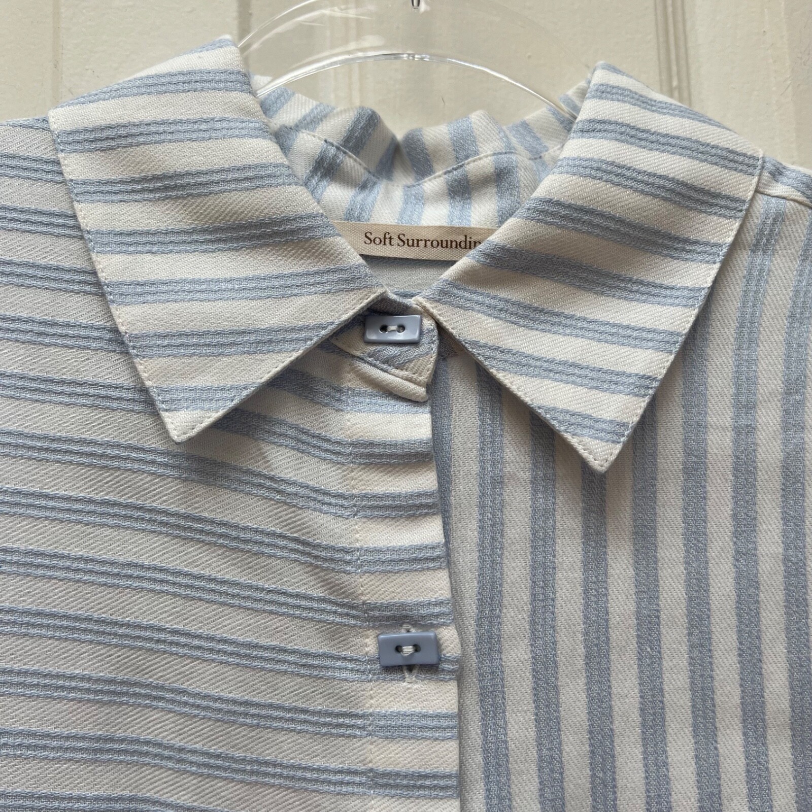 Soft Surroundings Striped Asymmetric Hem Tunic Blouse Coastal Grandma Petite XS
