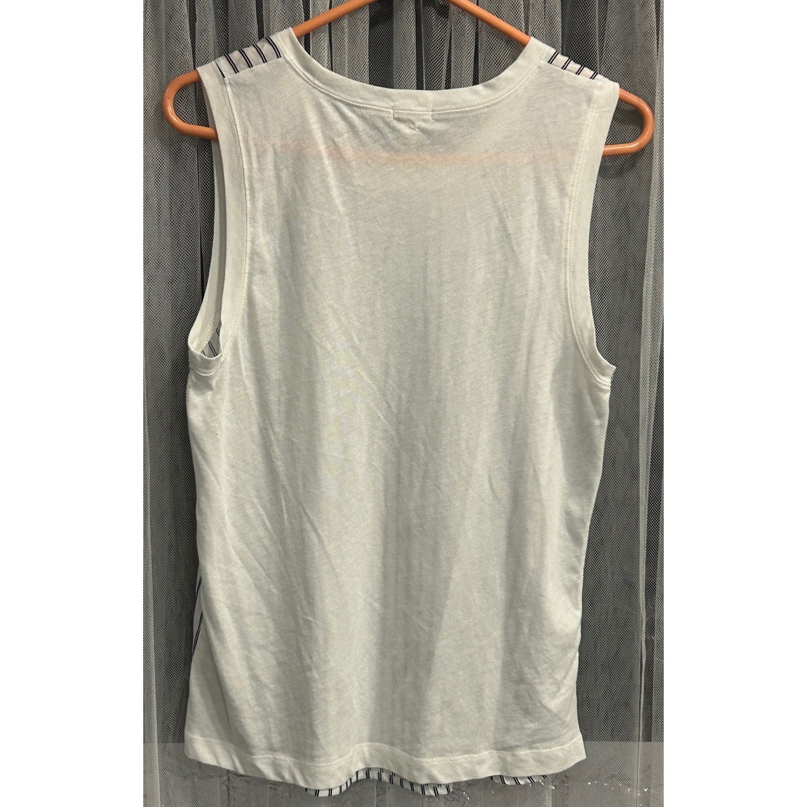 J.Crew Womens Mixed Media Striped Tank Top Navy White Sleeveless, minimalist. M