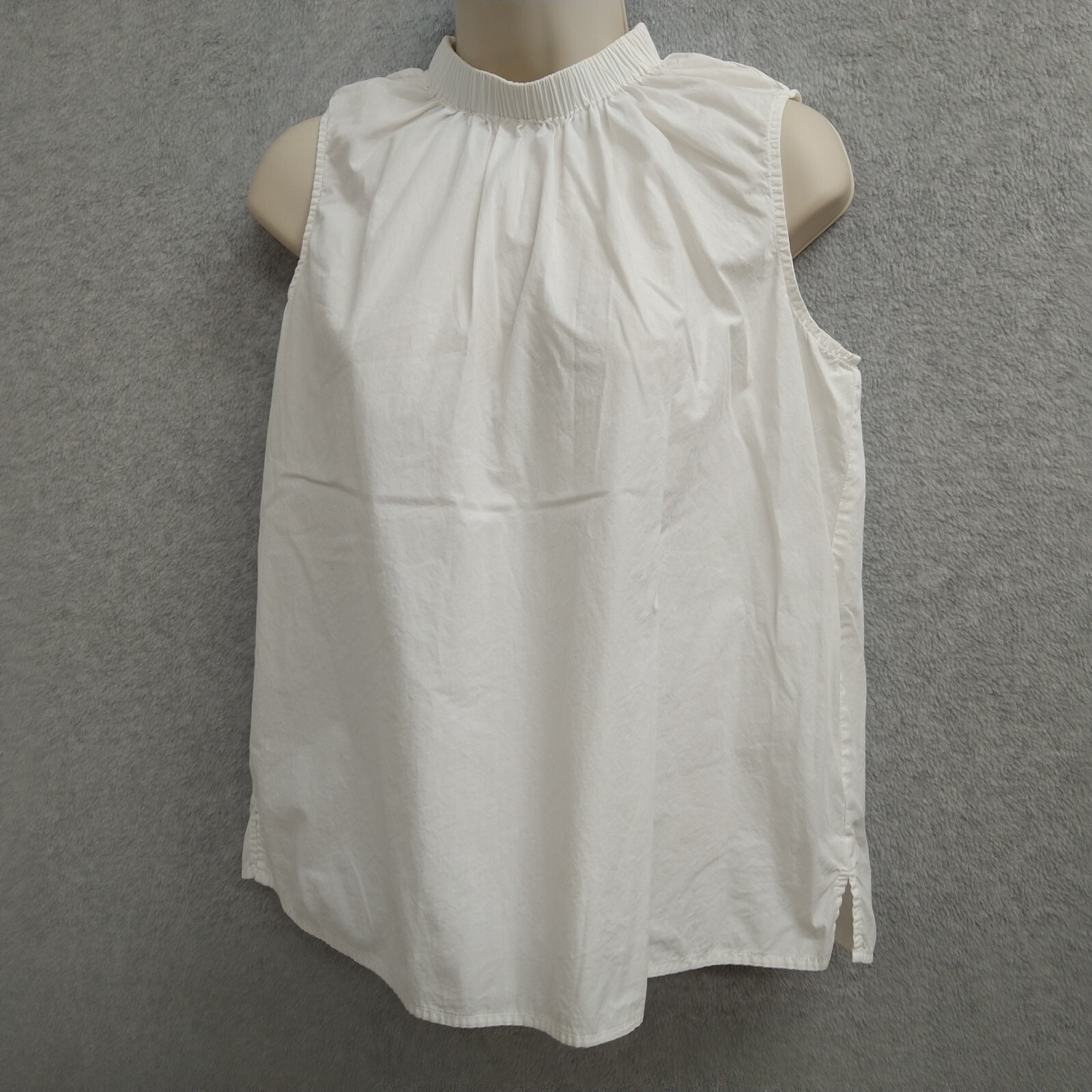 Alex Marie Womens Cotton Sleeveless Mock Neck Pullover Blouse Top Shirt White S