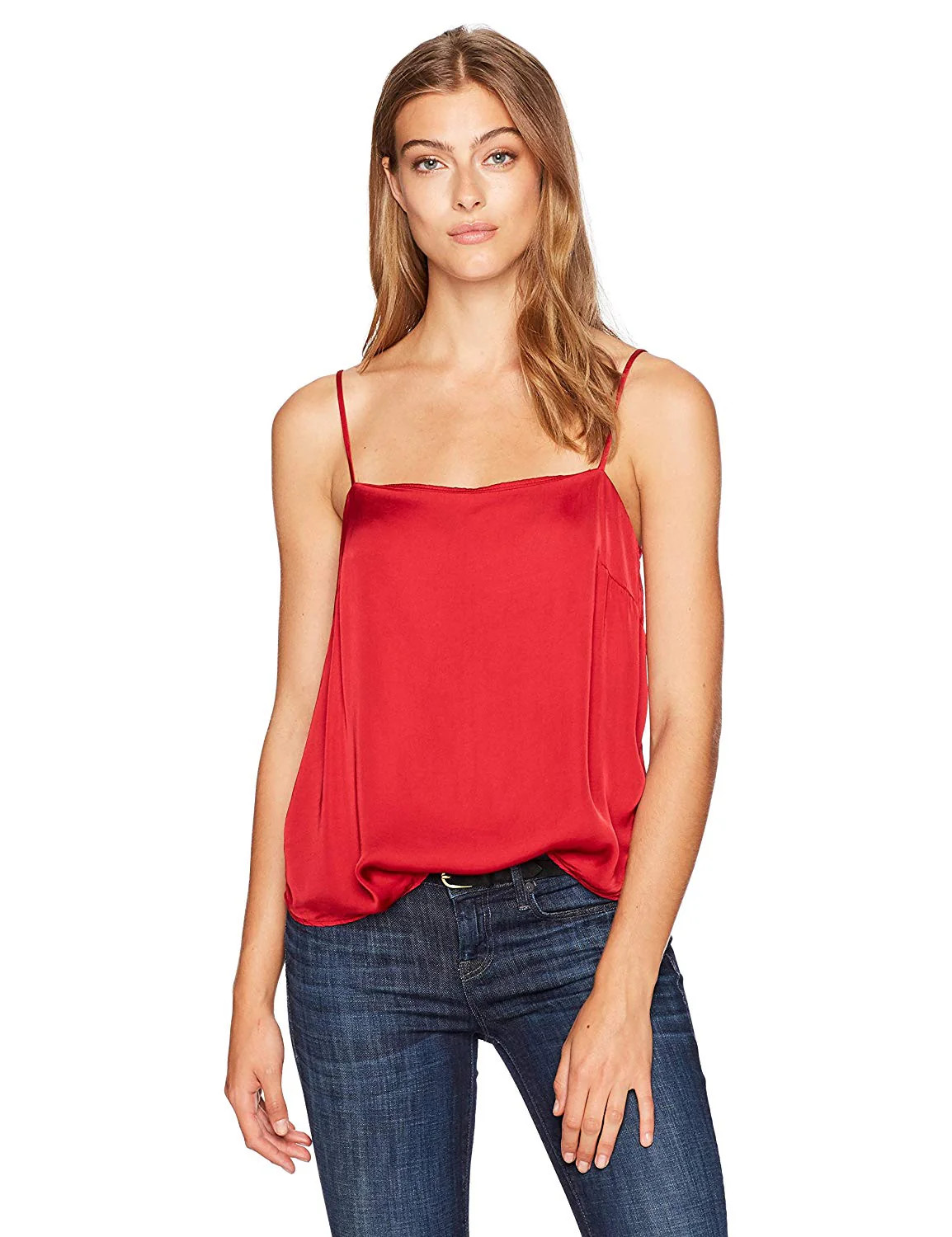 VELVET By Graham & Spencer Abbie Satin Spaghetti Strap Cami Top Cherry S $118 B6