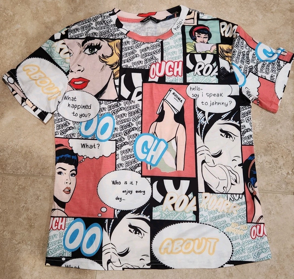 Graphic Novel Pop Art Comic Strip Cartoon Kitsch Newspaper News Print Retro Tee