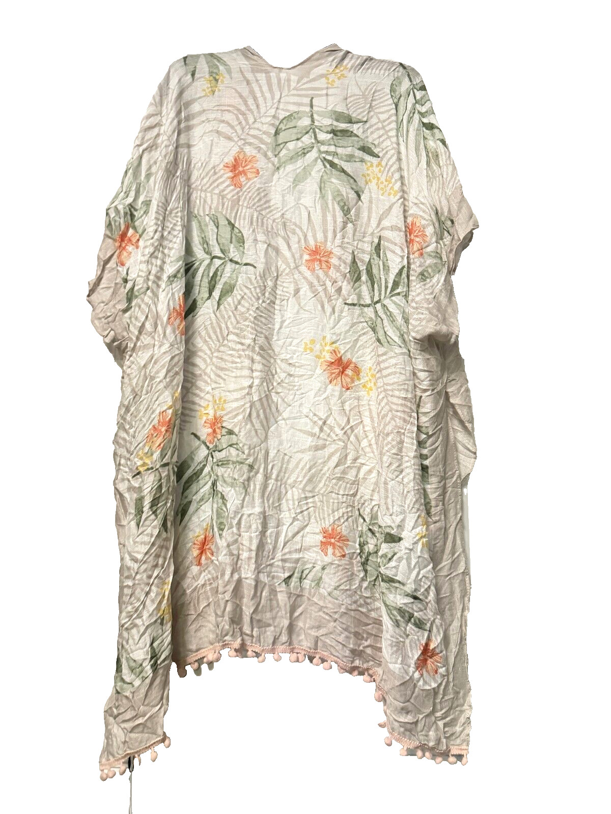 MODENA open front women’s topper duster kimono cover up – Floral beige/Green