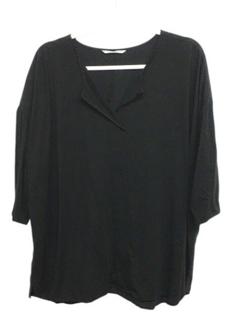 Port Authority 4XL Black 3/4 Sleeve Top Split Neck Polyester & Spandex Blend