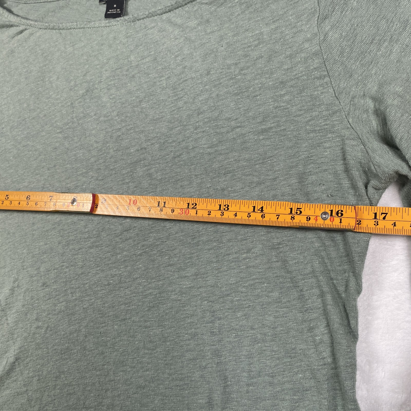 Ann Taylor Factory Women’s Linen Blend Top Sage Green Size Medium Tie Sleeves