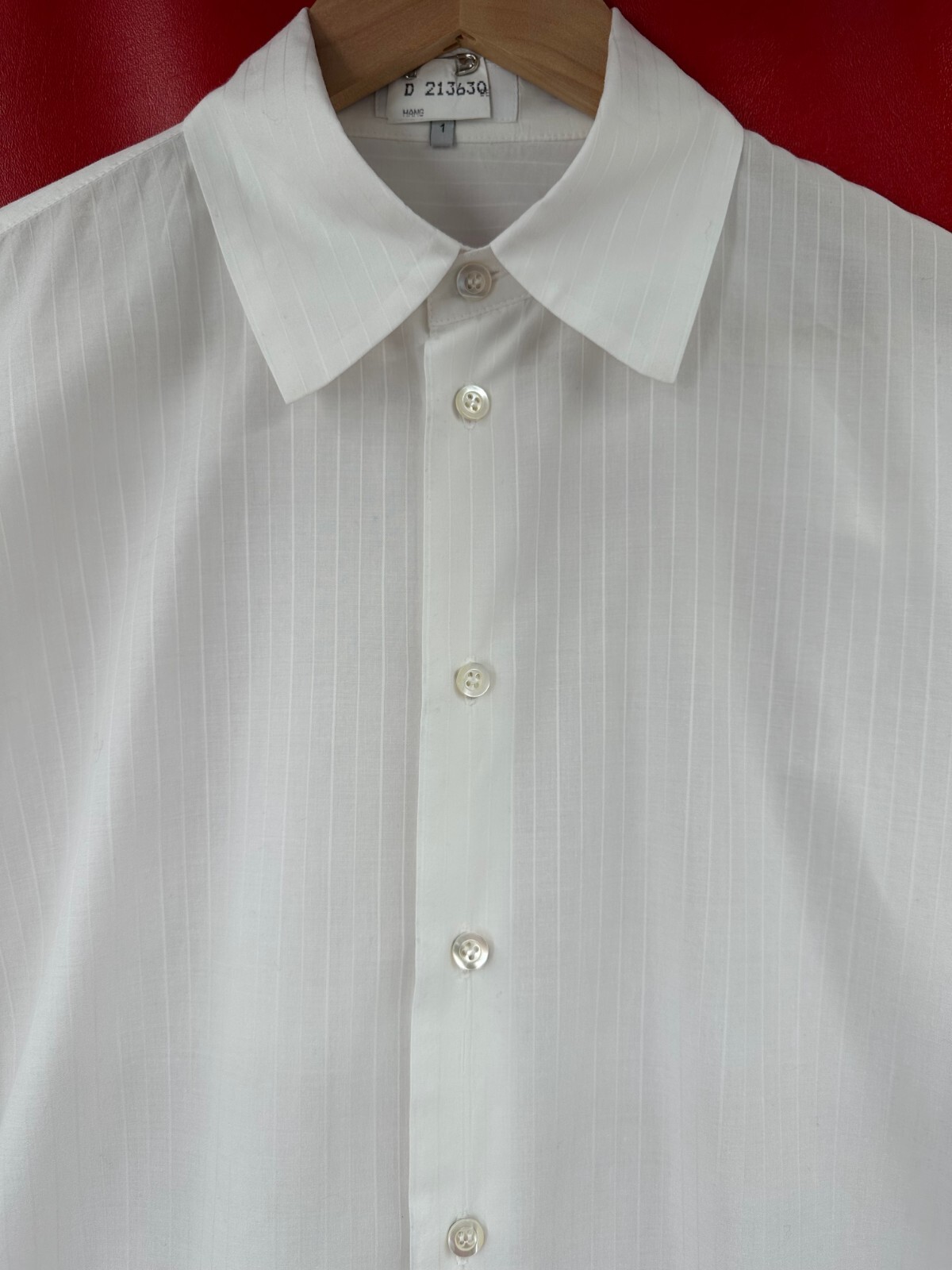 eskandar Boxy White Pin Striped 100% Cotton Blouse Top Dry Clean Sz 1 US 10 – 12