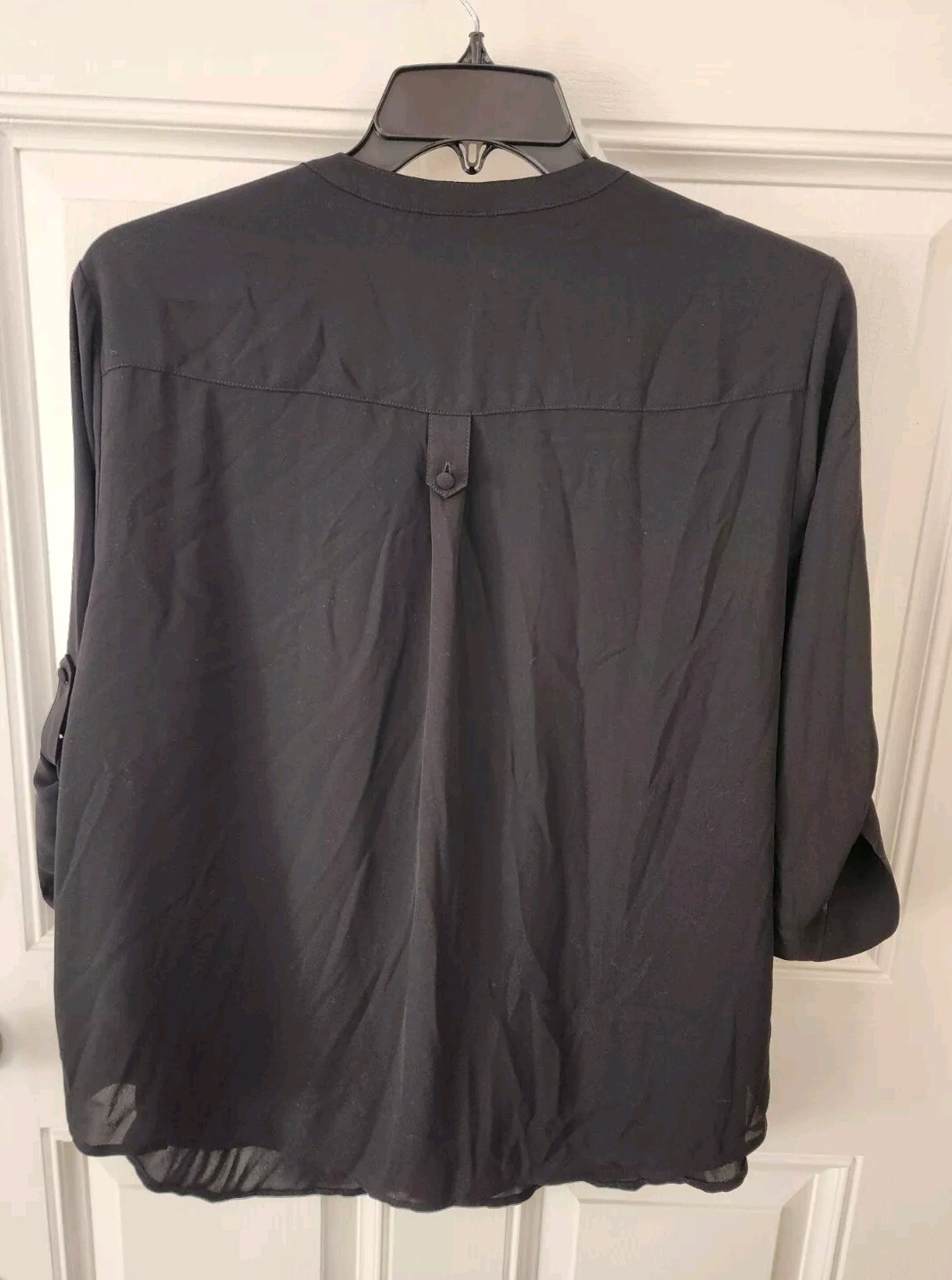 TORRID HARPER Black Split Round Neck 3/4 Roll Tab Sleeve Top Sz 2 2X 18-20