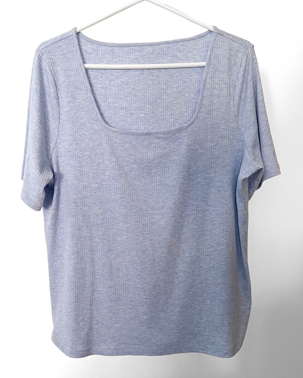 M&S T-Shirt size 20 Light Blue Ribbed, Short Sleeve, Jersey Stretch Fabric